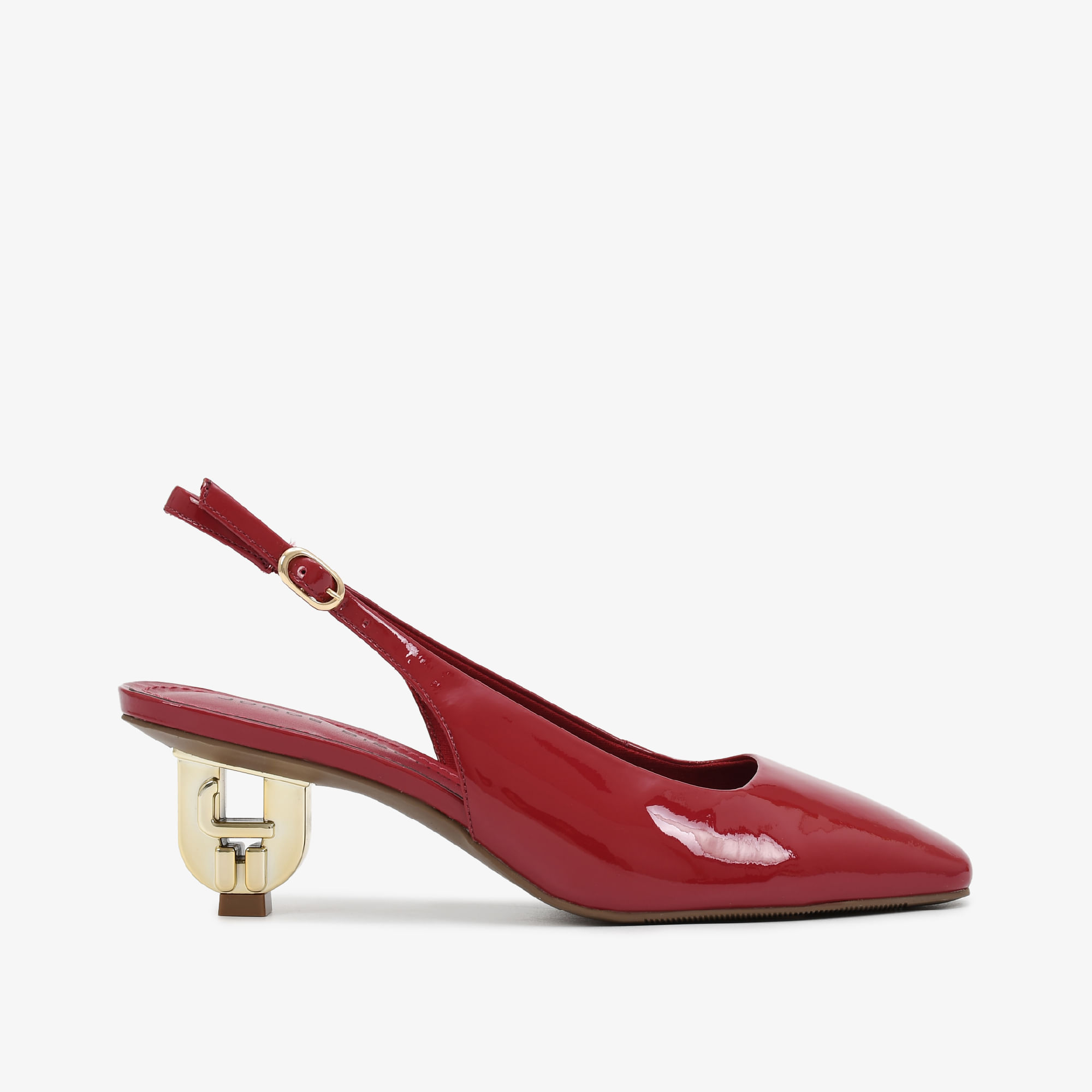 Slingback Vermelho Berry Verniz Salto Exclusivo JB Heel Couro