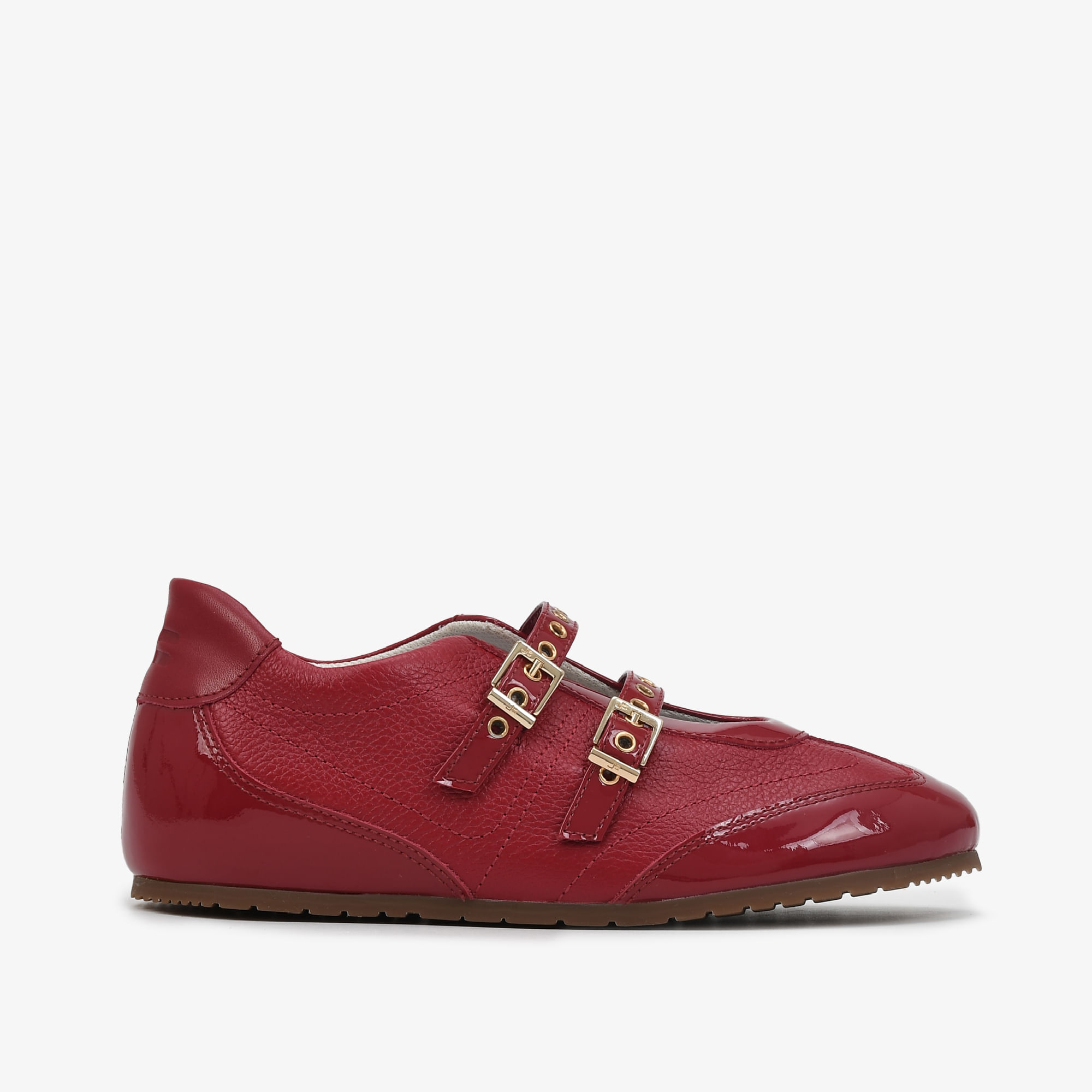 Tênis Sapatilha Vermelho Verniz Couro