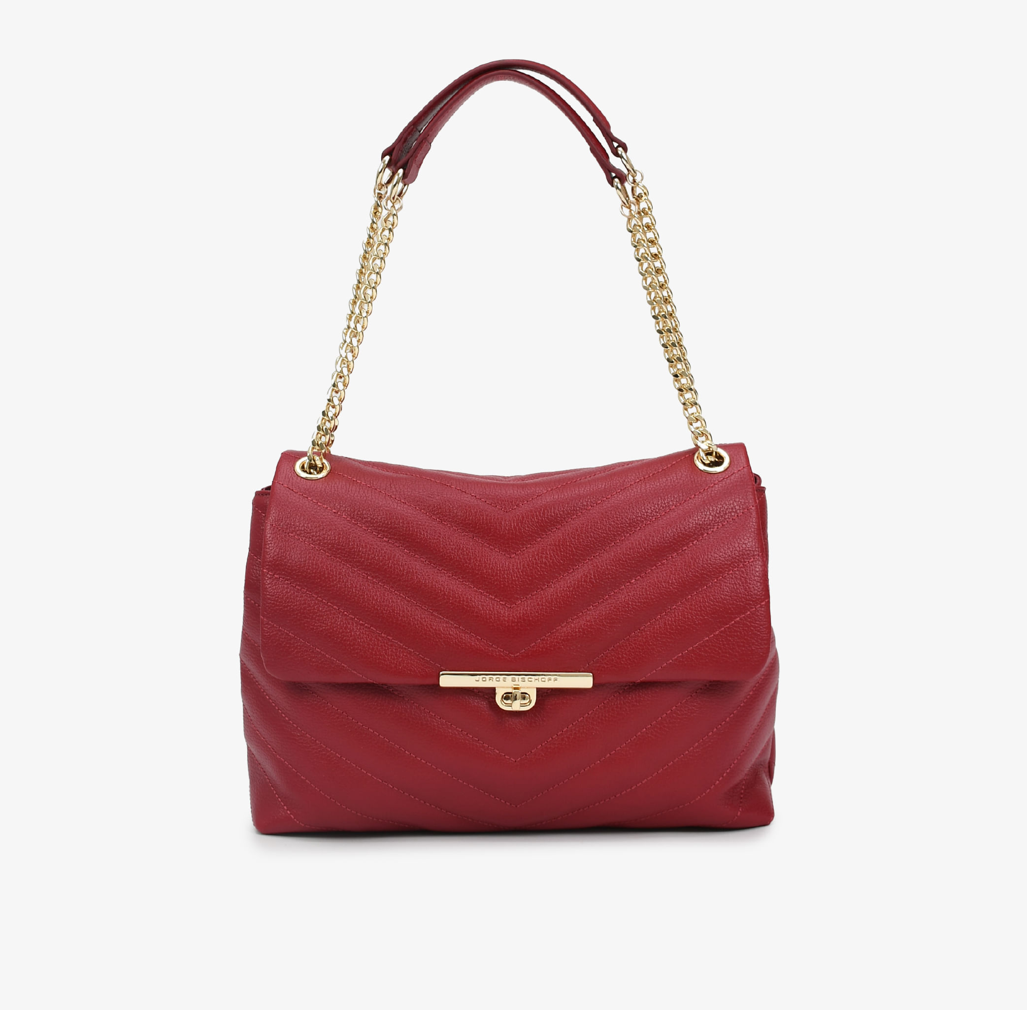 Bolsa De Ombro Vermelho Matelassê Couro