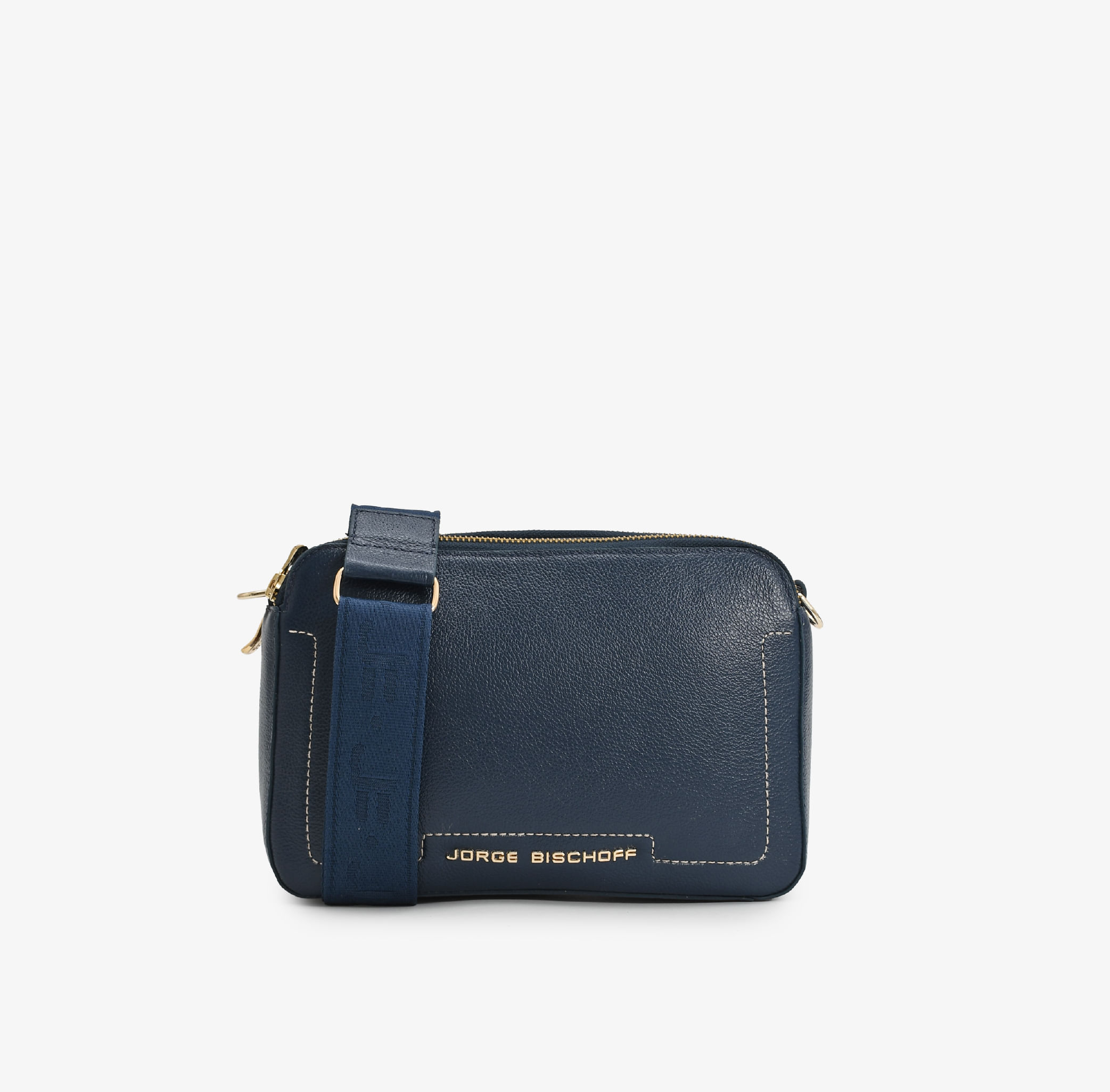 Bolsa Tranversal Azul Marinho Couro