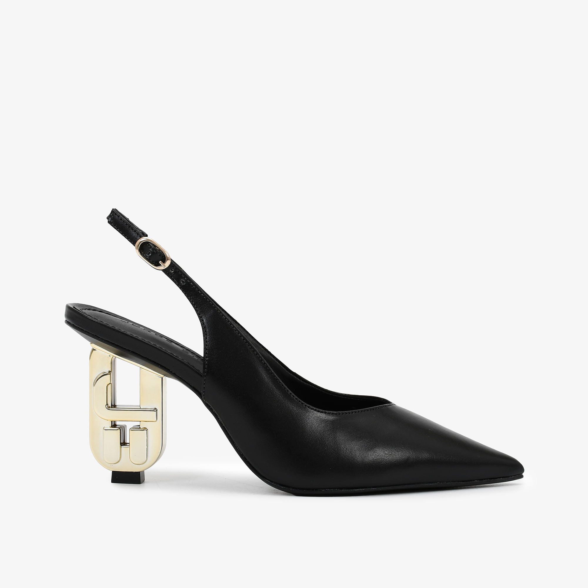 Slingback Preto Salto Exclusico JB Heel Couro