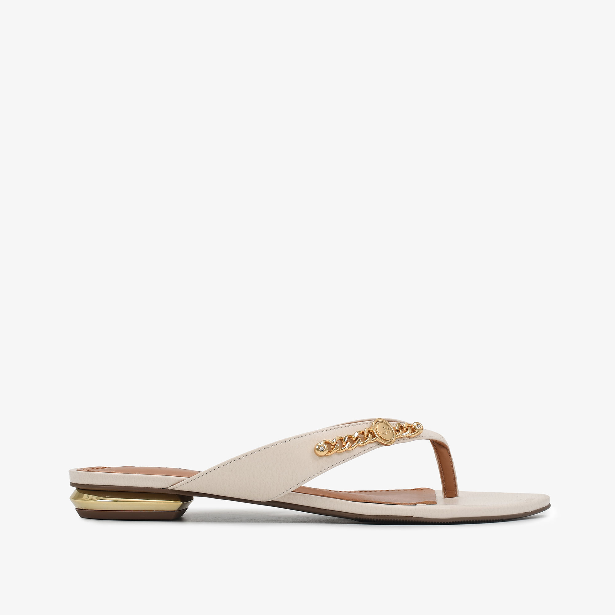 Chinelo Flat Off White Couro