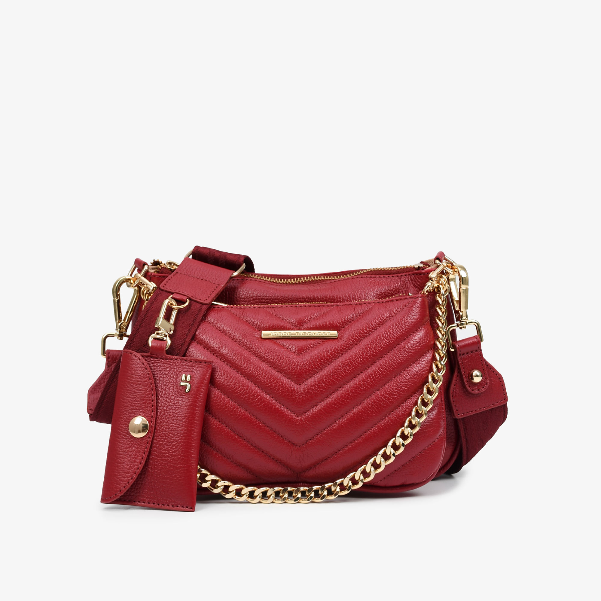 Bolsa Infinita Transversal Vermelho Berry Couro