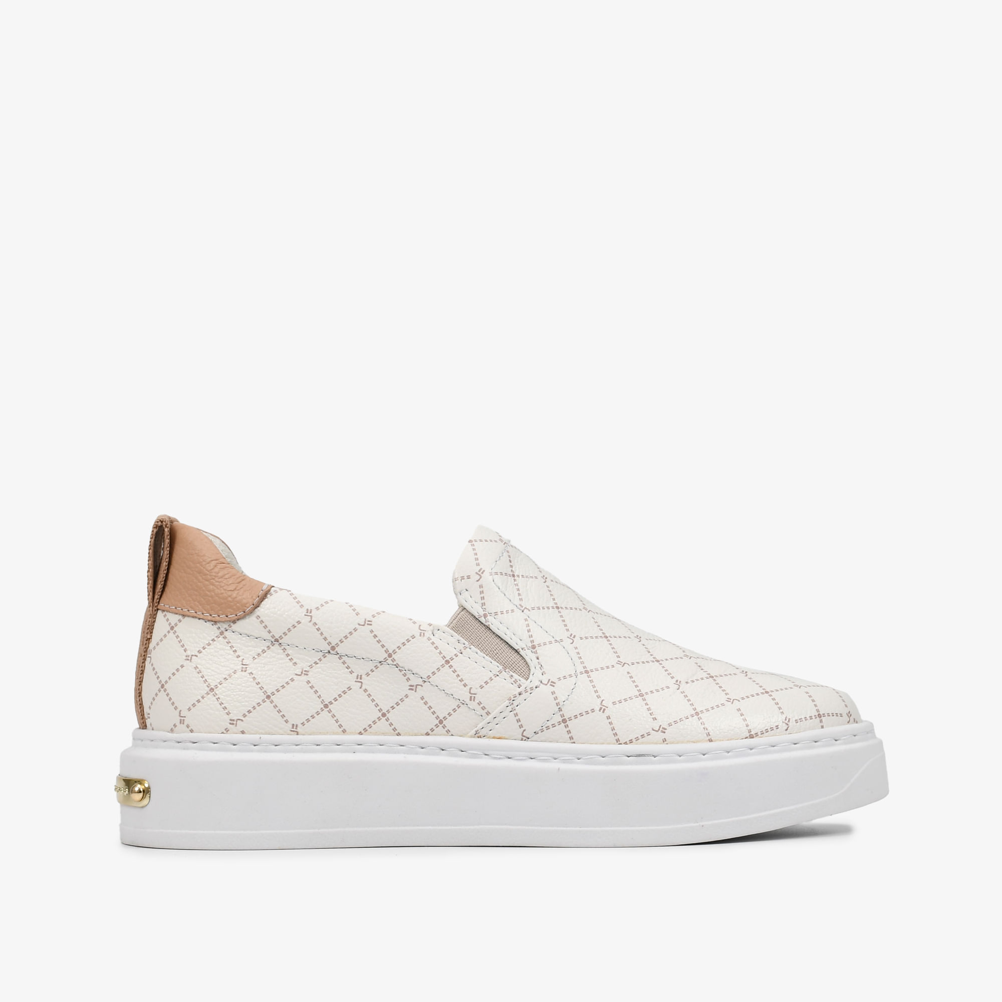Tênis Slip On Nude Off White Monograma Jb Couro