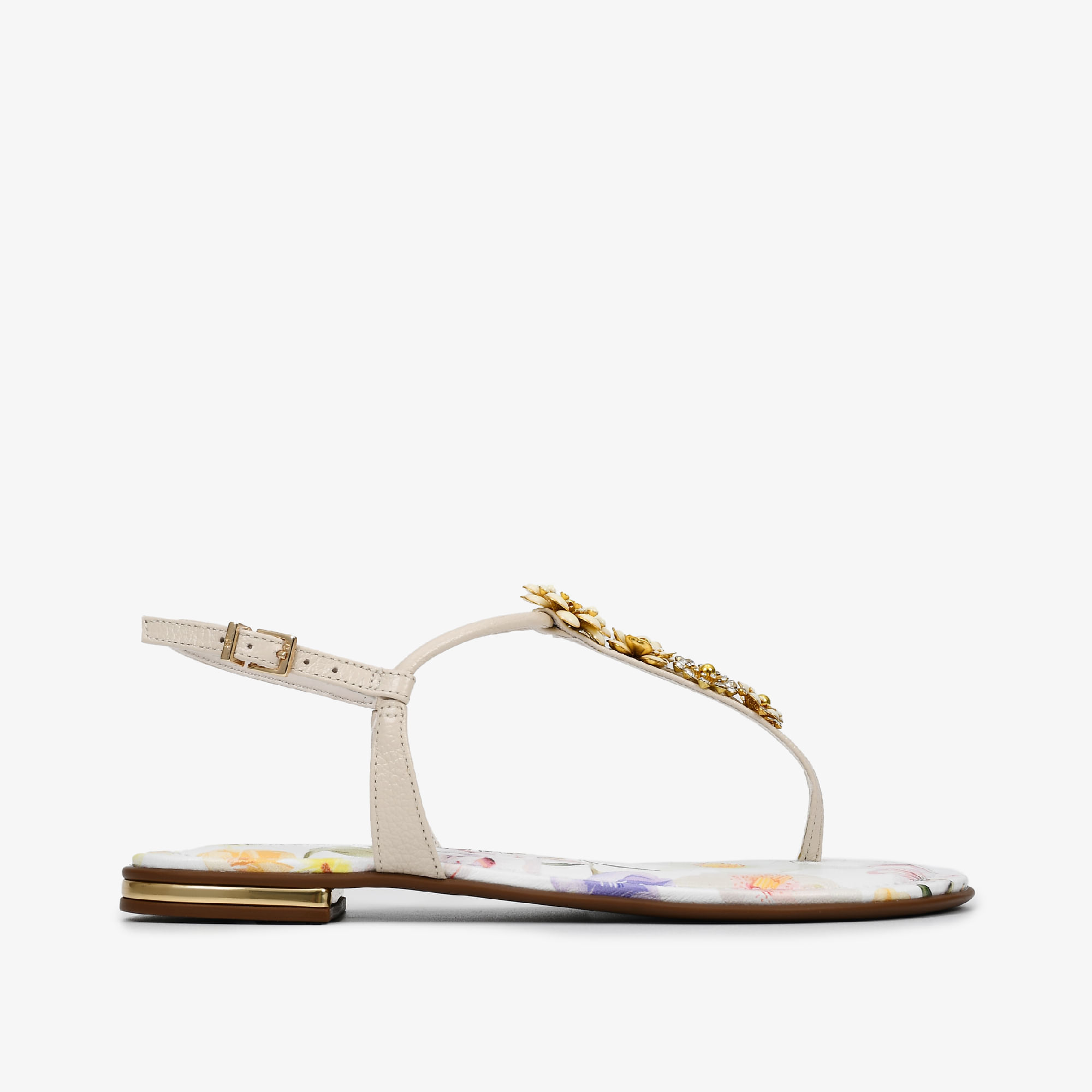 Sandália Florescer Off White Brulée Couro