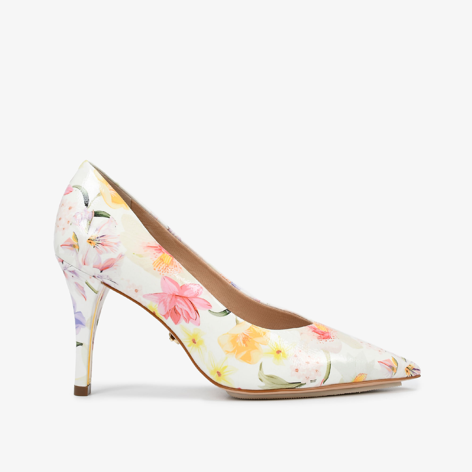 Scarpin Florescer Bico Fino Couro