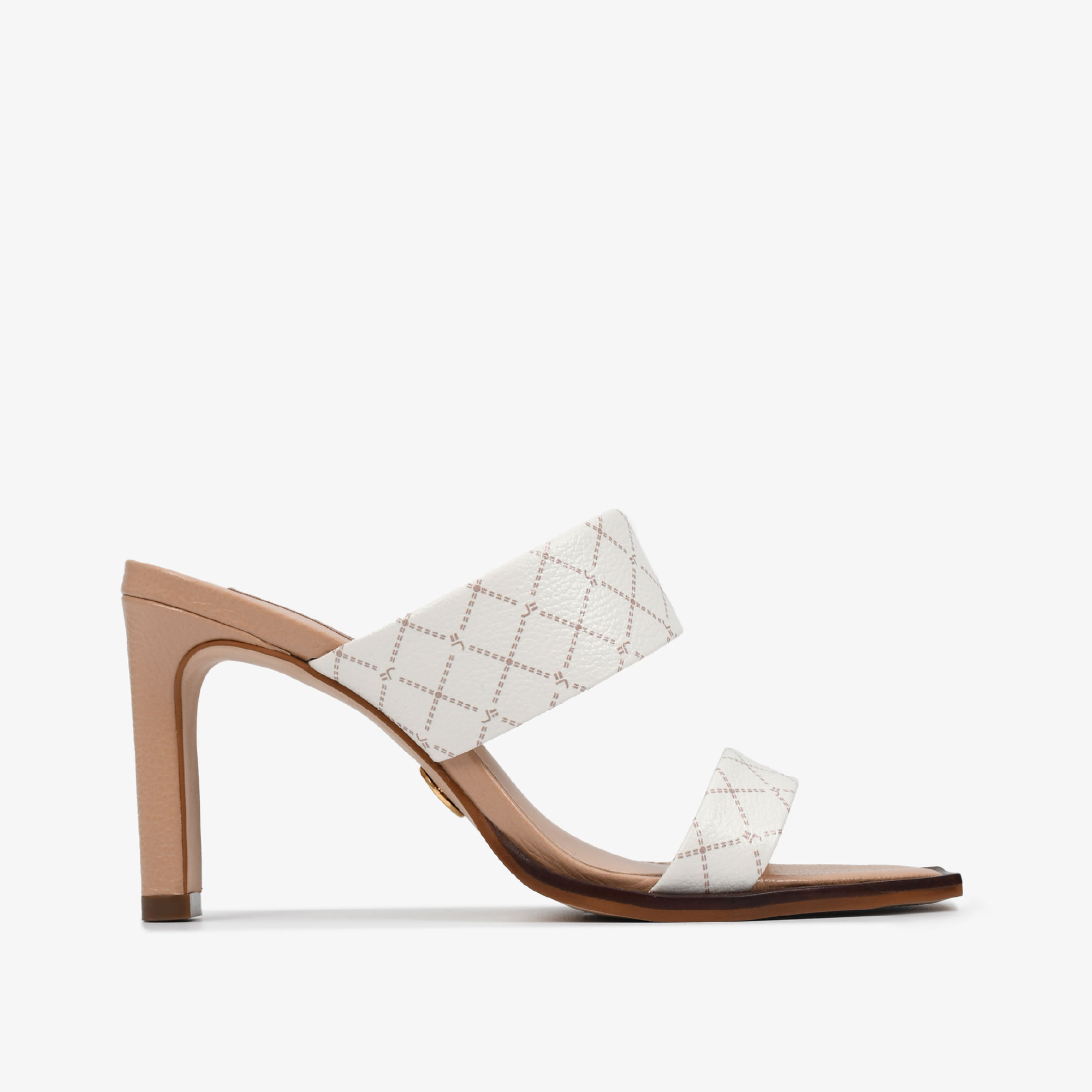 Tamanco Nude Off White Monograma Jb Couro