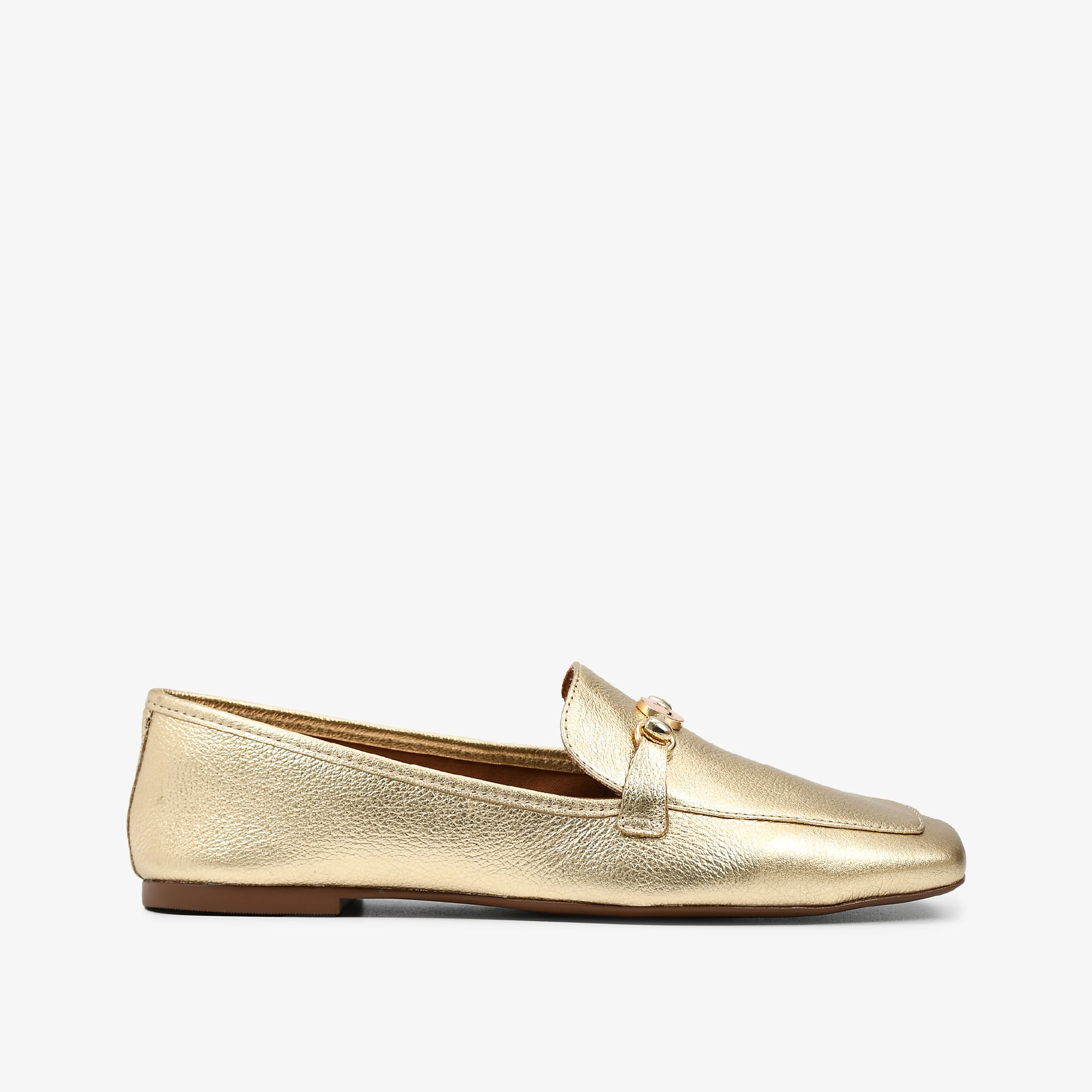 Loafer Bridão Dourado Ouro Couro