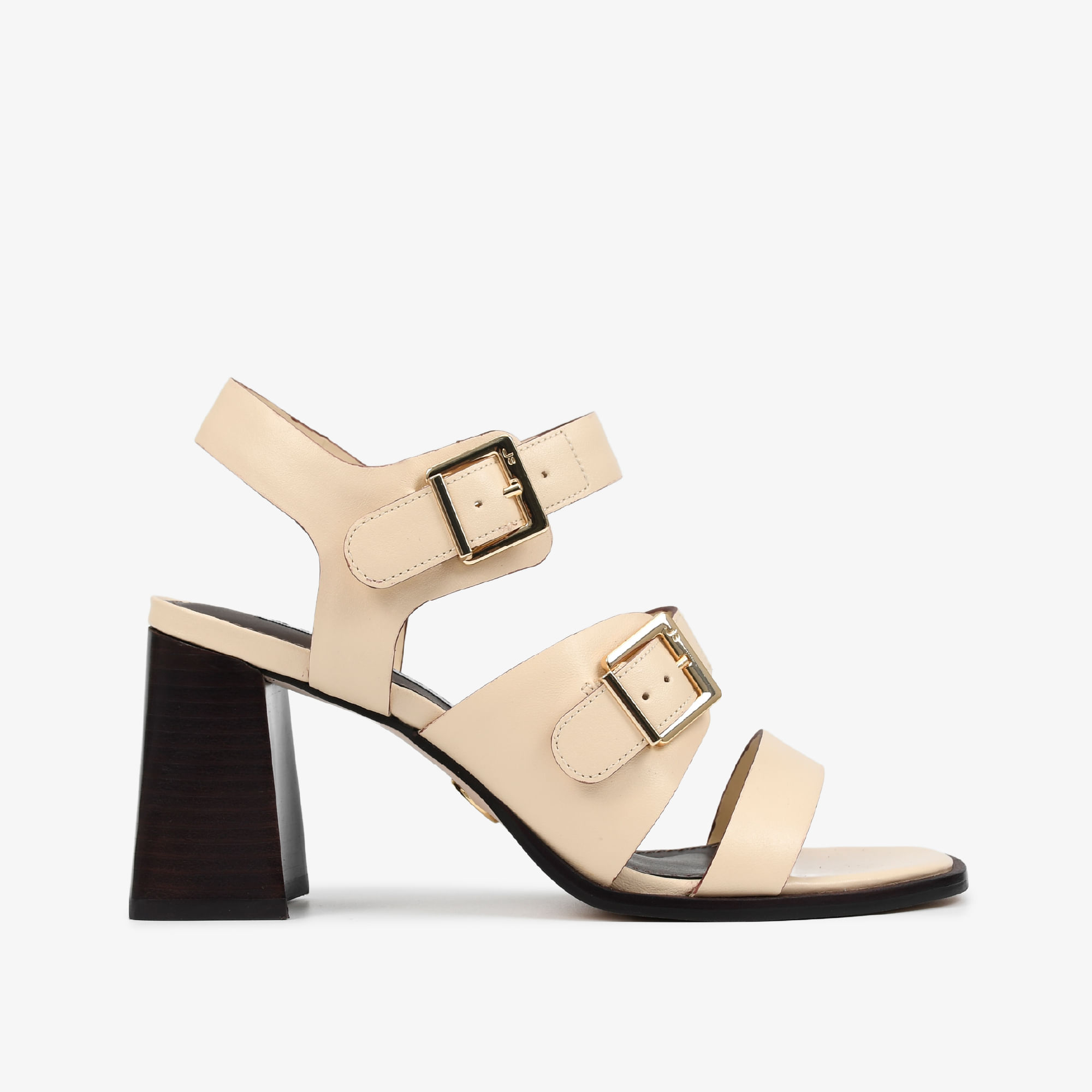 Sandália Salto Bloco Amarelo Butter Couro