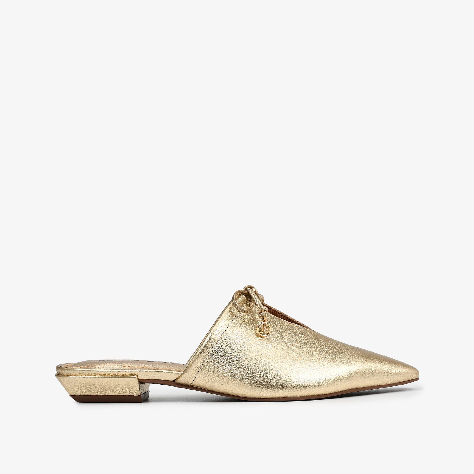 Mule Laço Dourado Ouro Couro