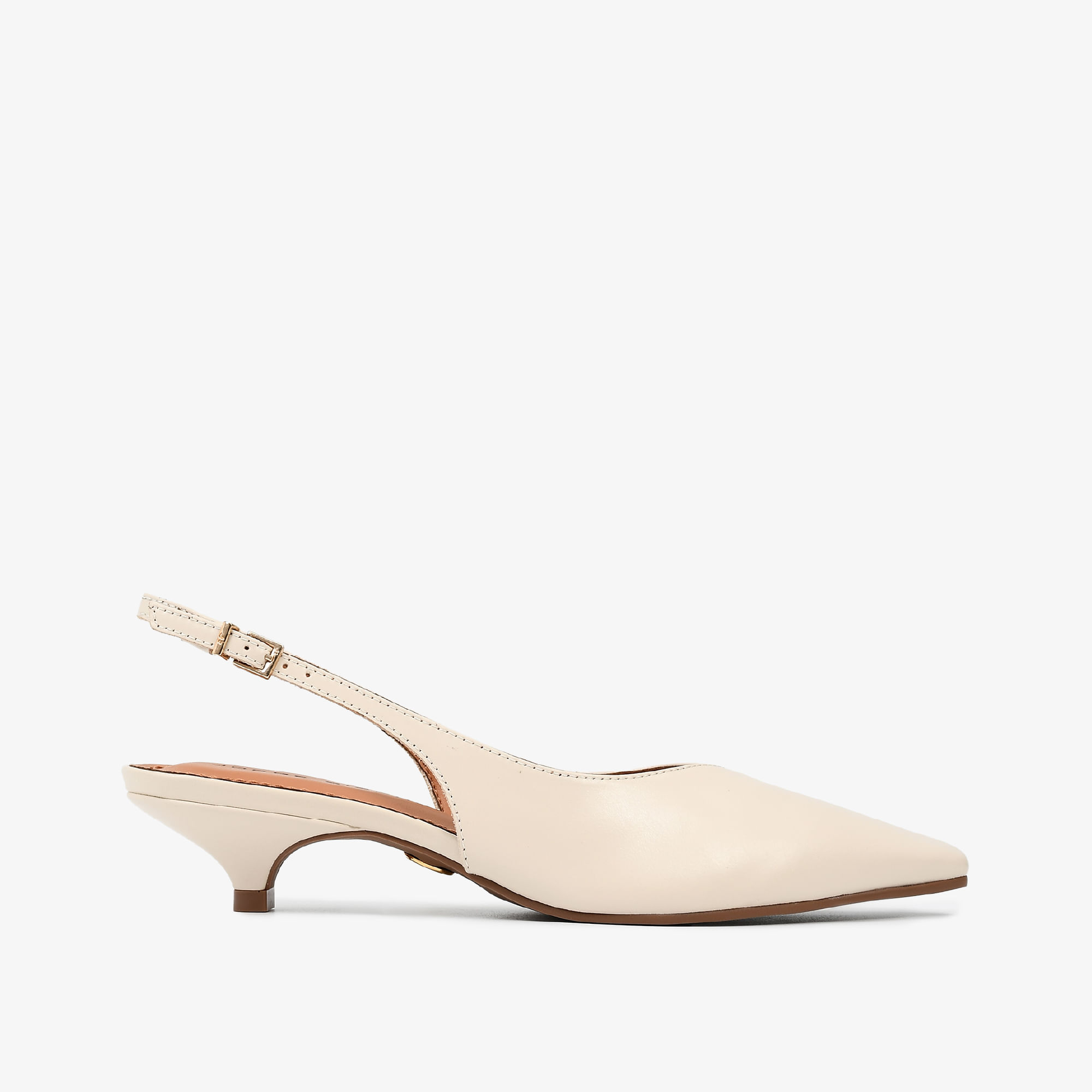 Slingback Off White Brulée Couro