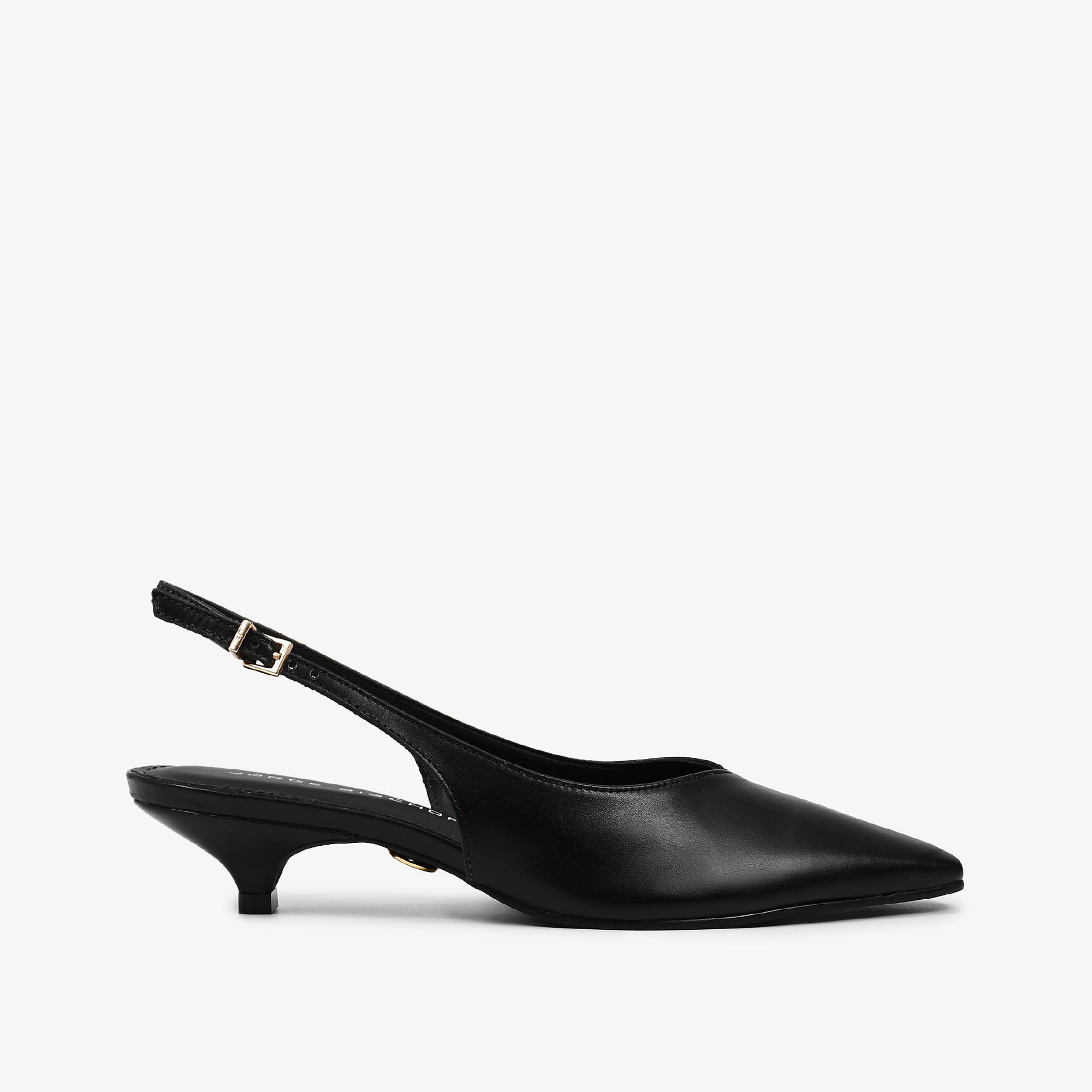Slingback Preto Couro