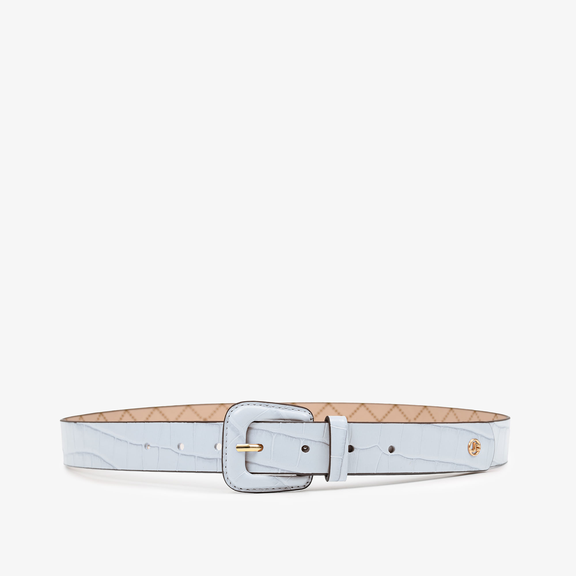 Cinto Fivela Azul Hortênsia Couro Crocco