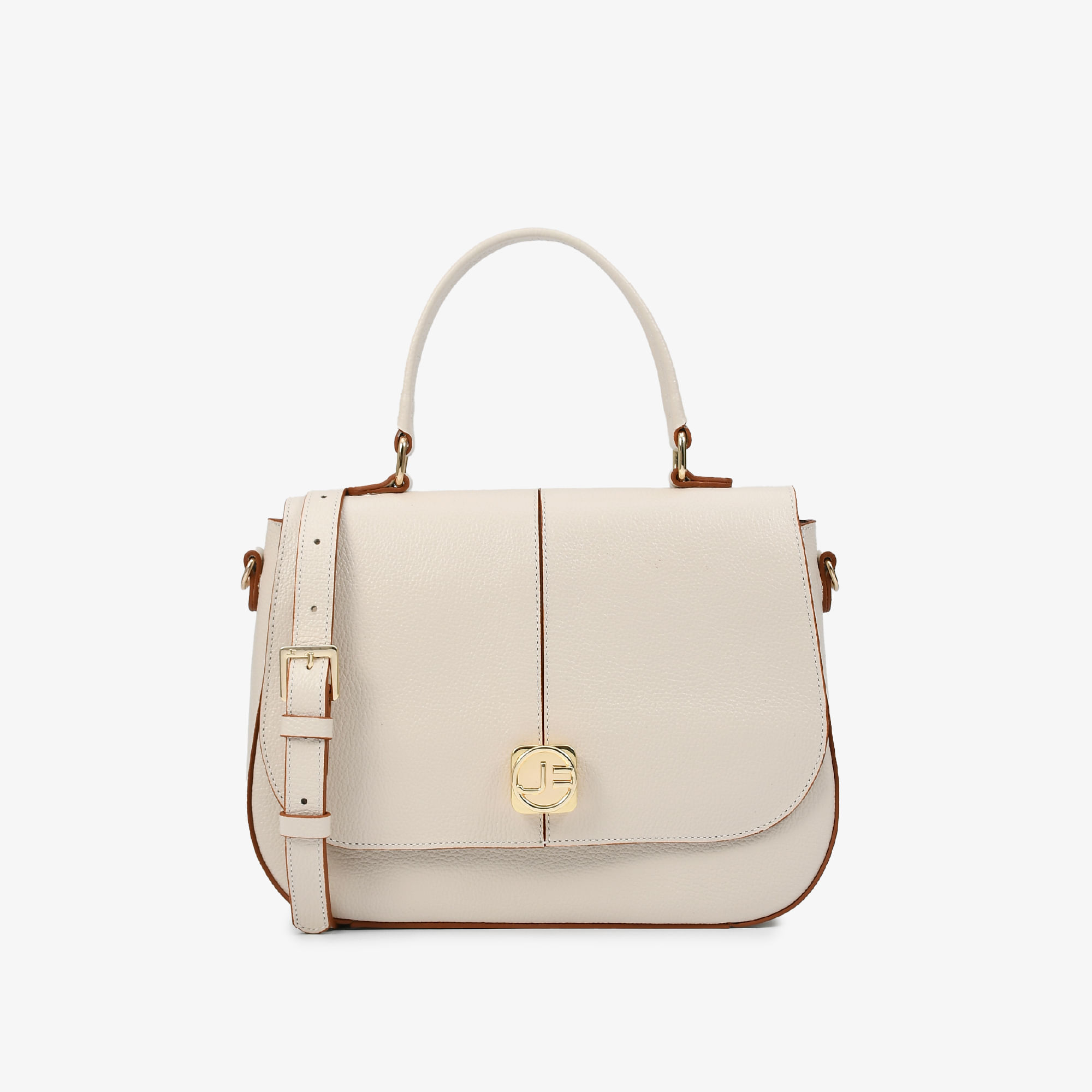 Bolsa Satchel Off White Couro