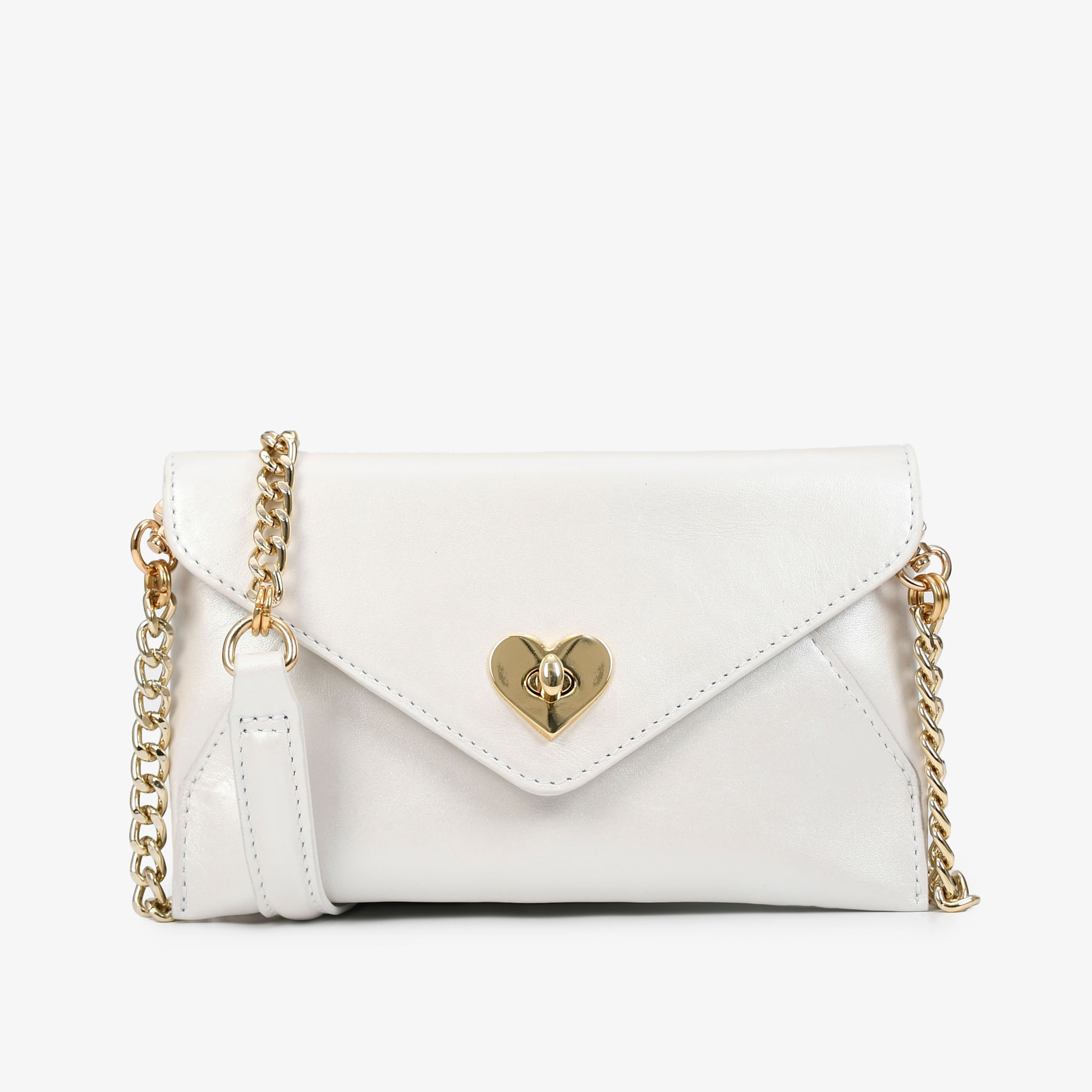 Bolsa Transversal Branco Say Yes Couro Acetinado