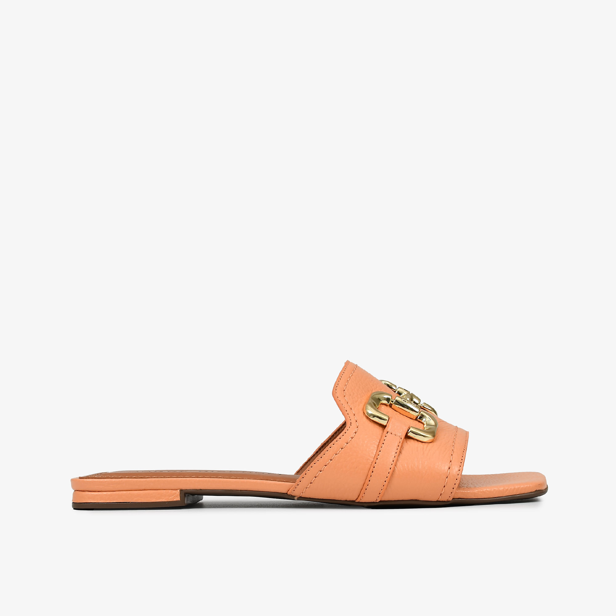 Chinelo Slide Laranja Bridão Couro