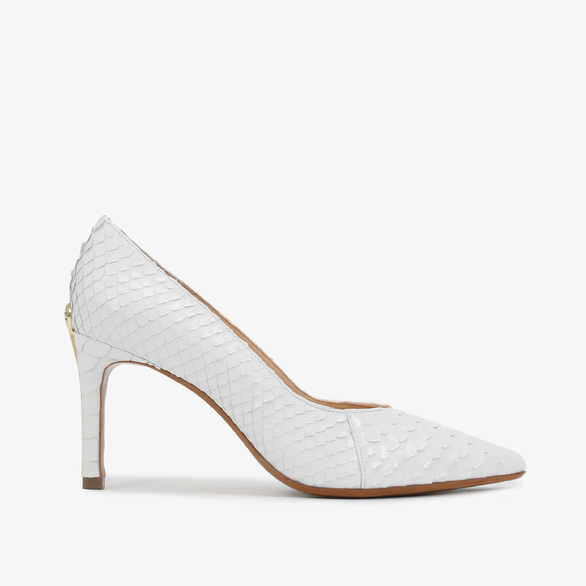 Scarpin Branco Cobra Python Mandala JB
