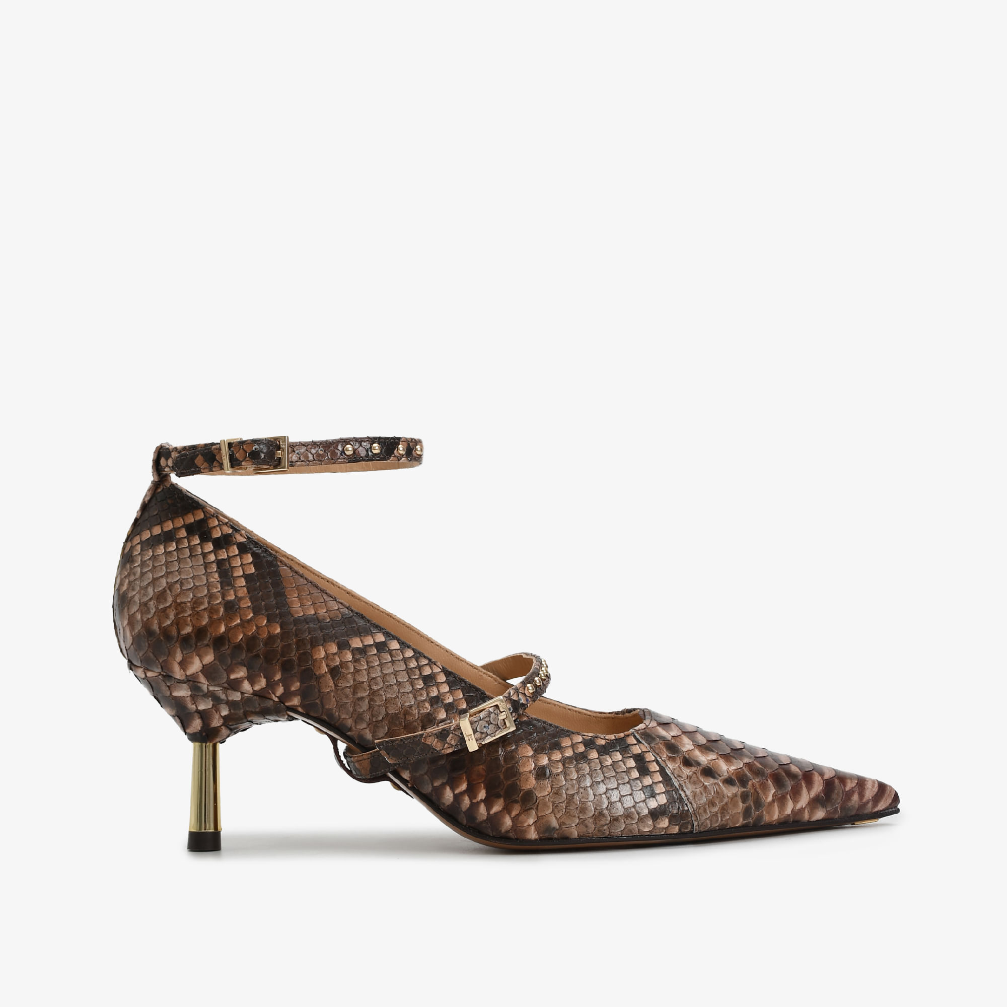 Scarpin Marrom Florença Cobra Python