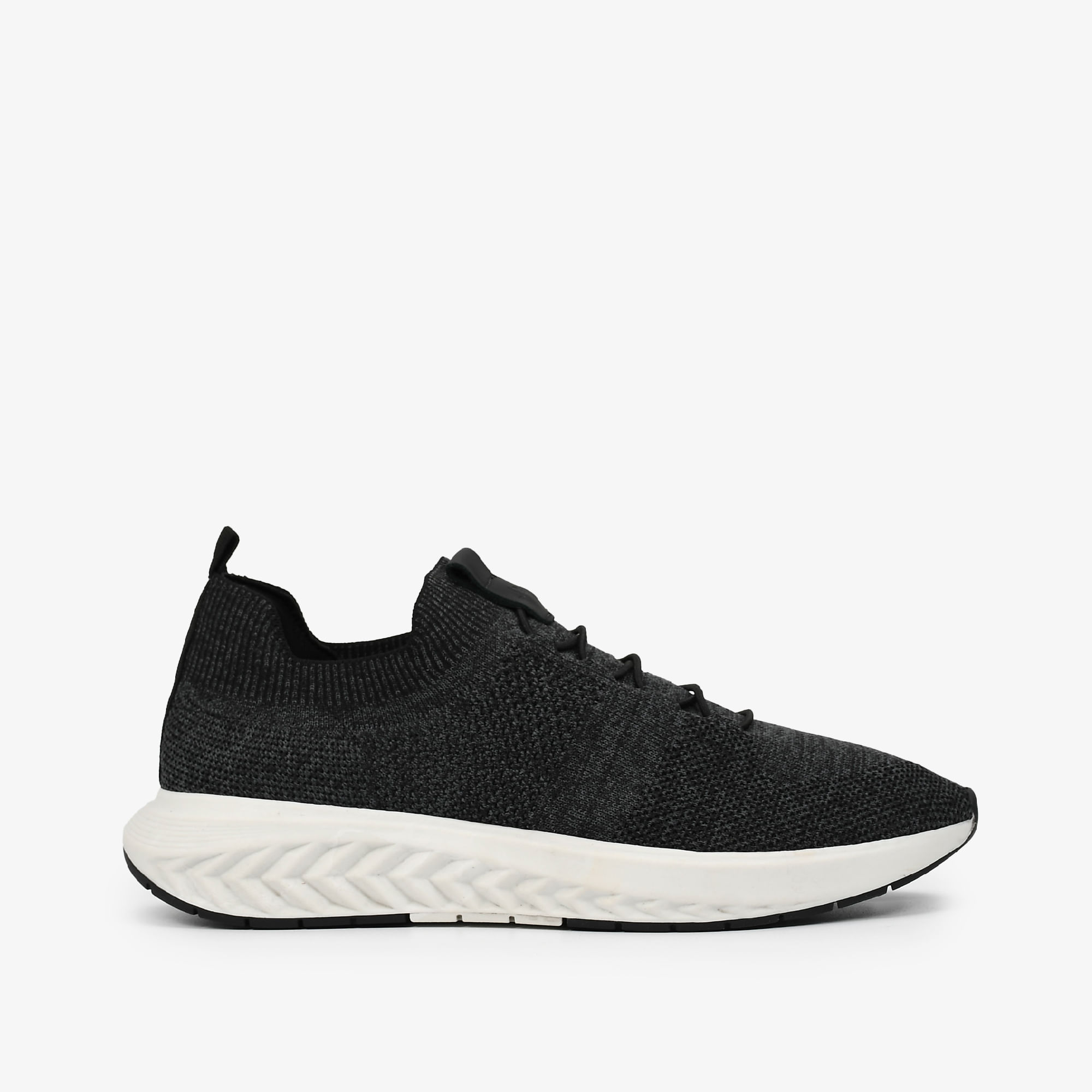 Tênis Masculino Cinza Preto Tecido Knit