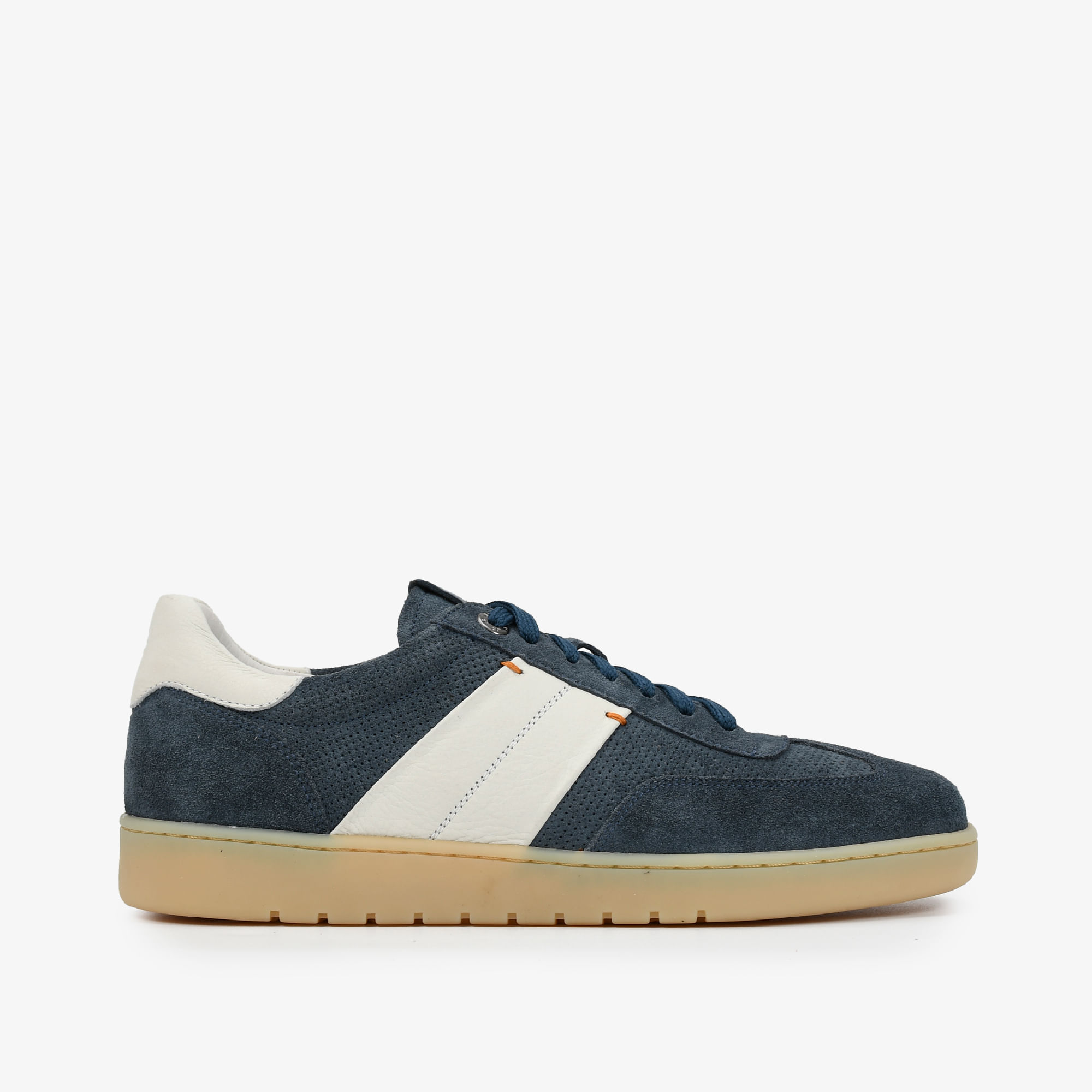 Tênis Masculino Azul Lunar Branco Couro