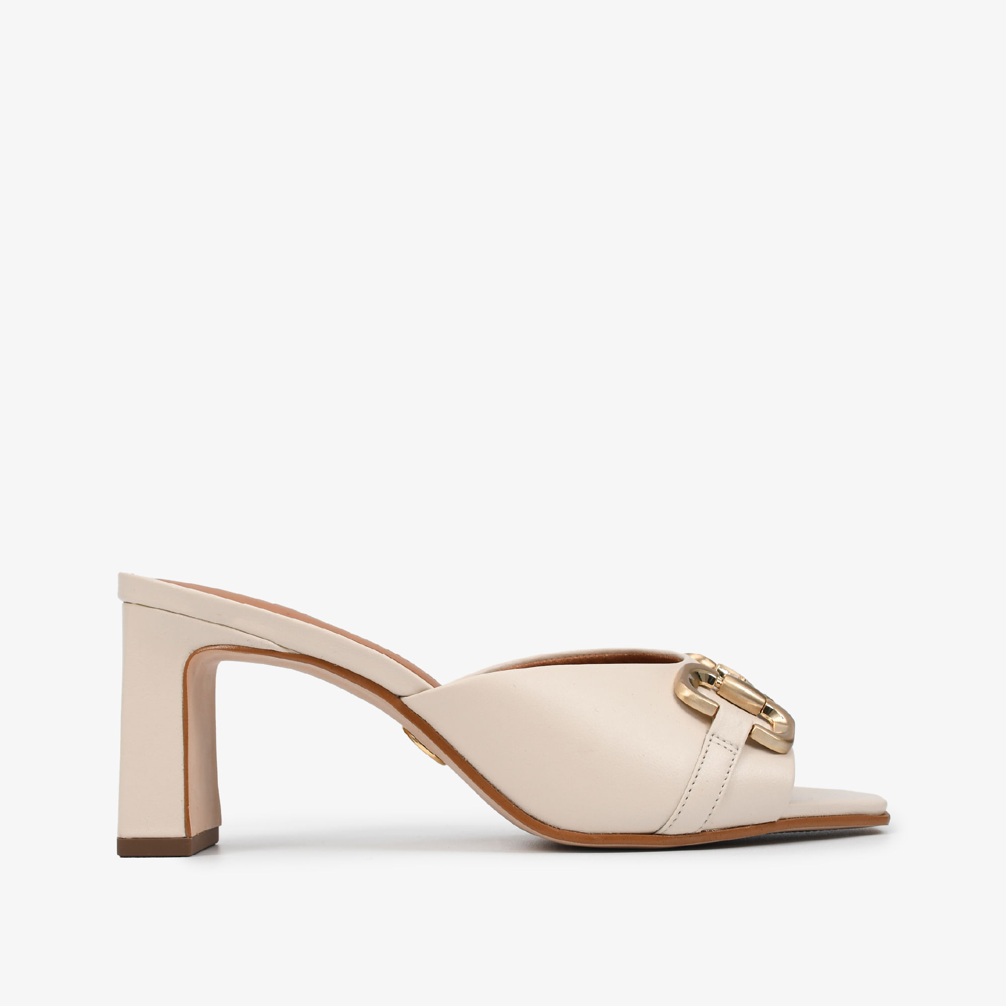 Tamanco Off White Brulée Couro