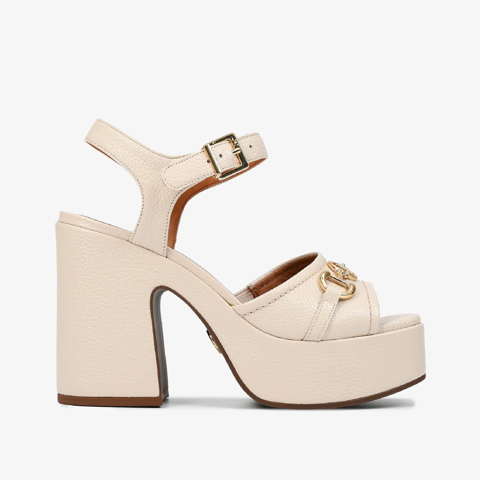 Sandália Plataforma Off White Brulée Couro