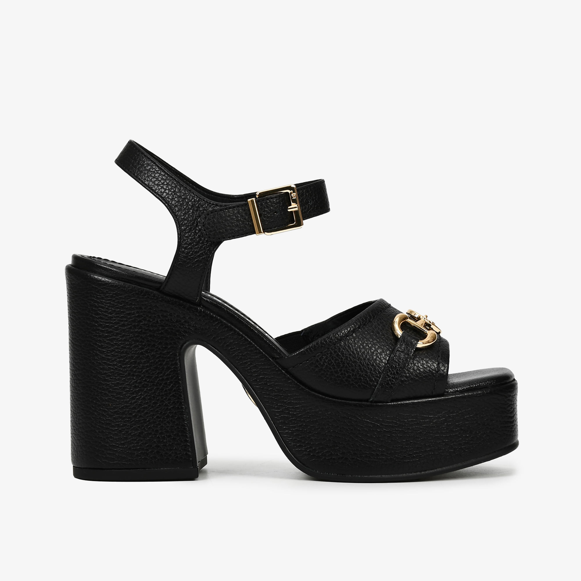 Sandália Plataforma Preto Couro
