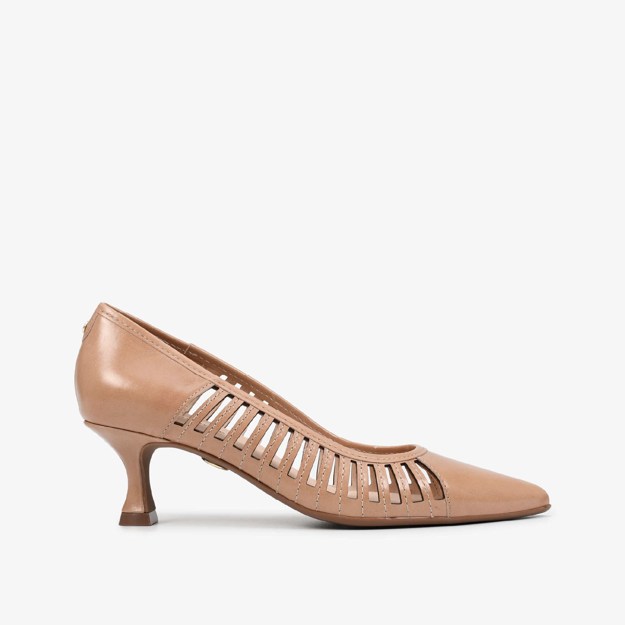 Scarpin Nude Natural Couro Caseinado