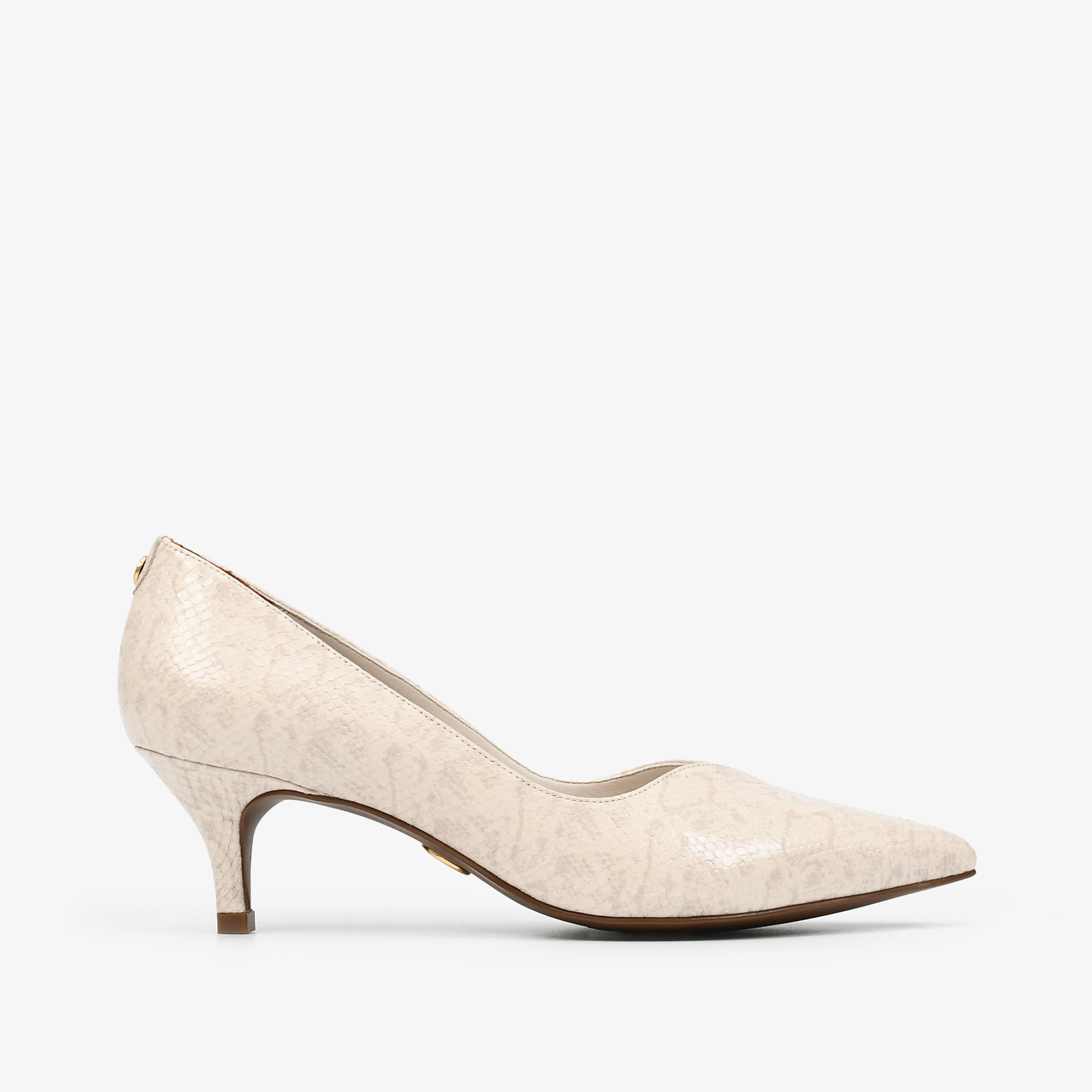 Scarpin Off White Brulée Salto Baixo Couro Snake