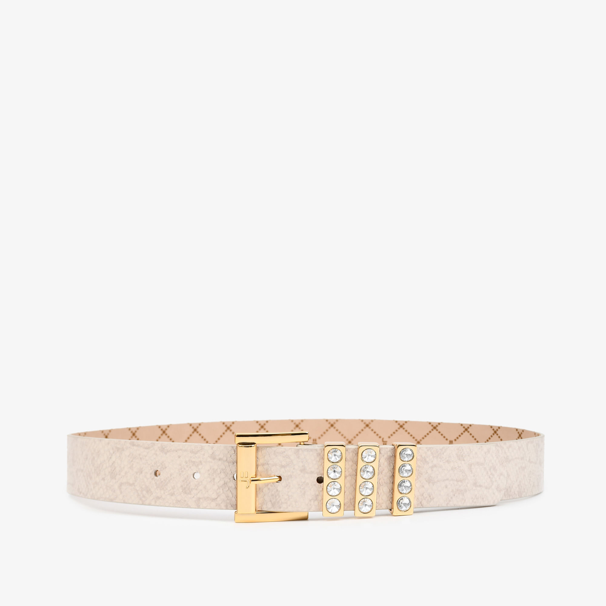 Cinto Off White Brulée Pedraria Couro Snake