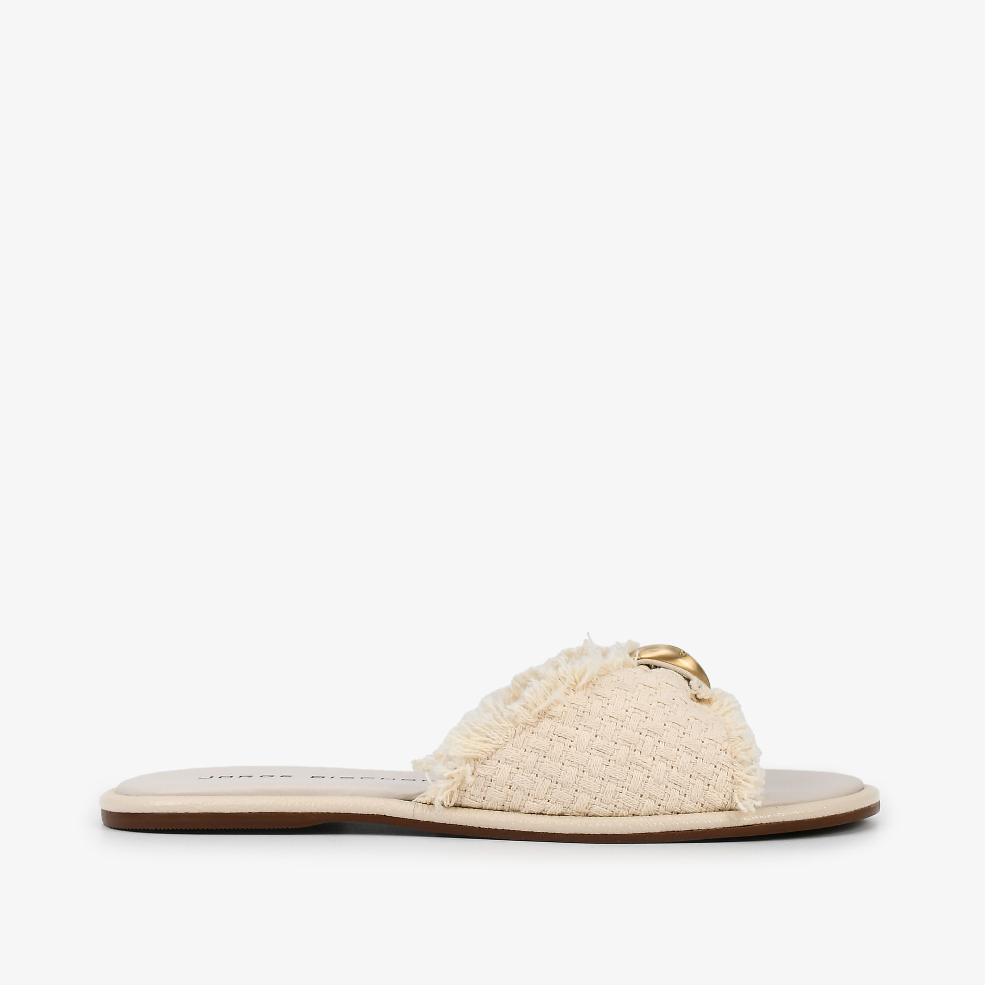 Slide Off White Brulée Tecido Couro
