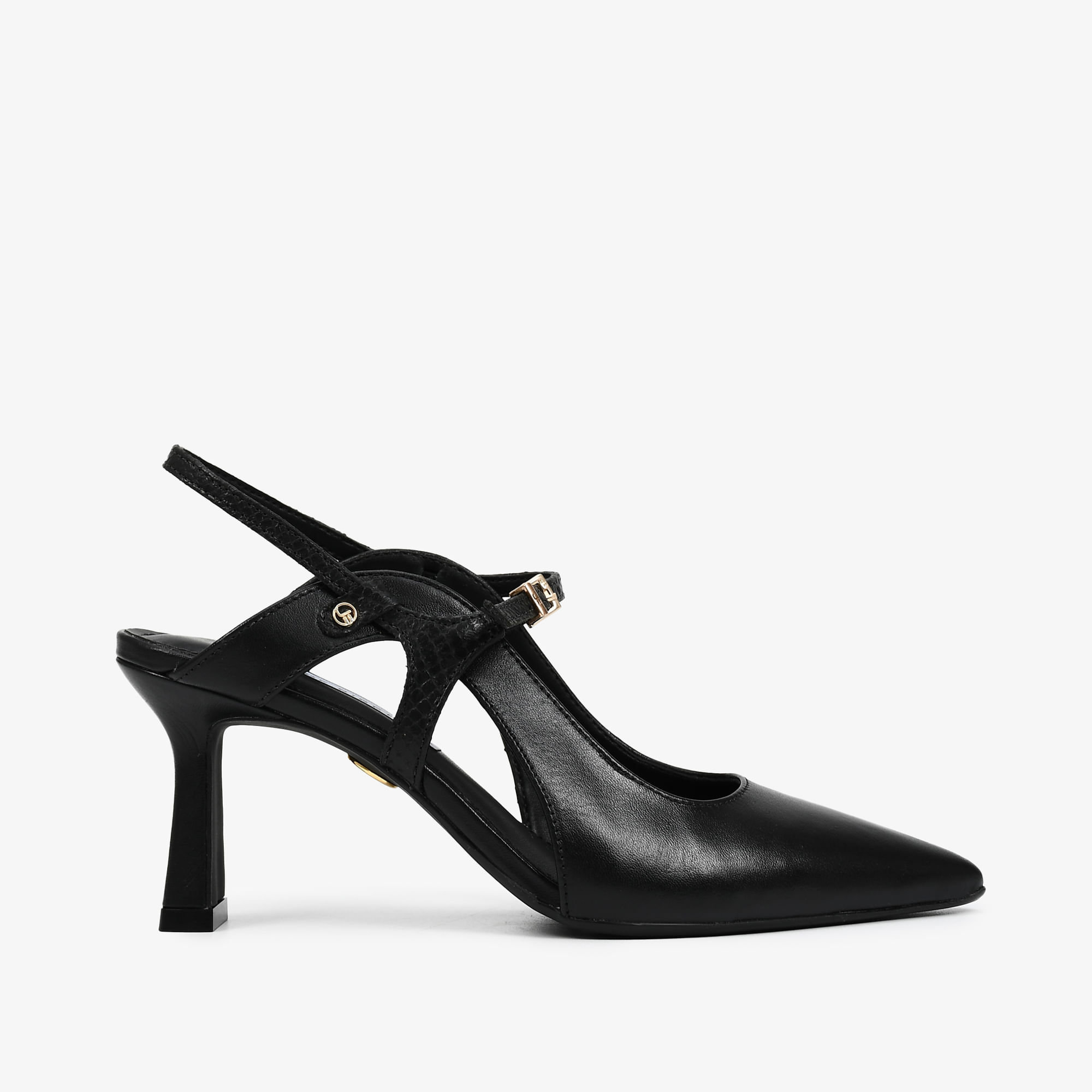 Slingback Preto Couro