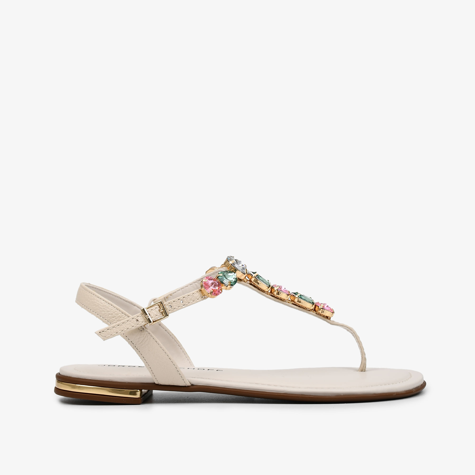 Sandália Rasteira Off White Bruleé Couro