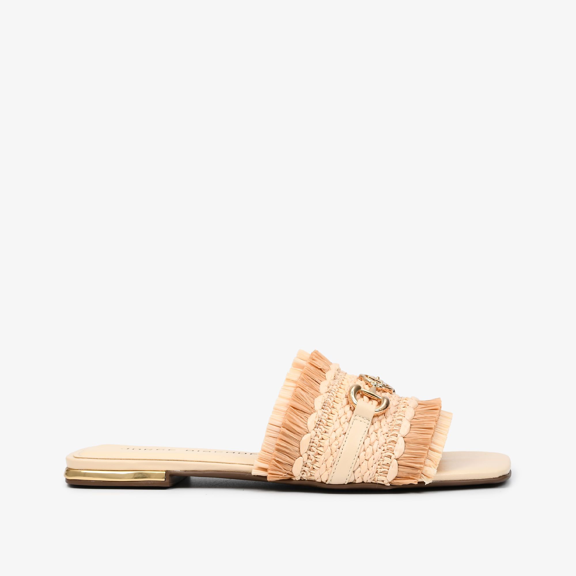 Slide Rafia Off White Couro