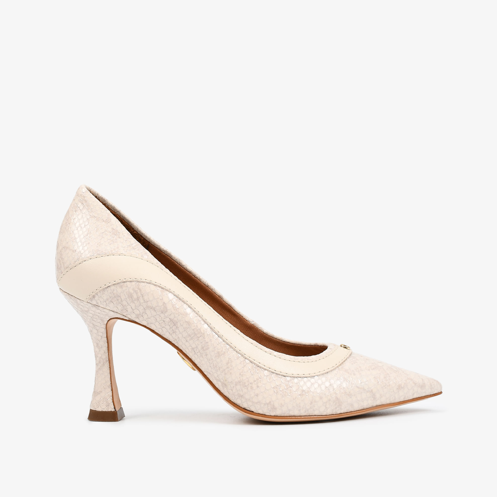 Scarpin Off White Bruleé Snake Couro