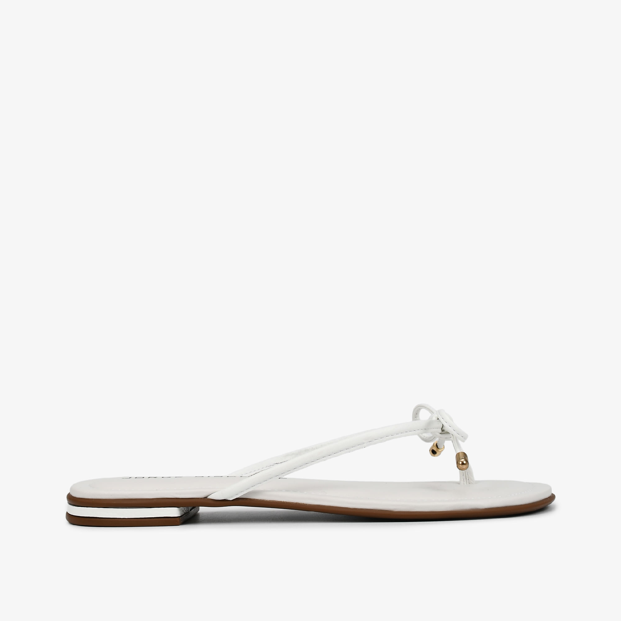 Flat Branco Laço Couro