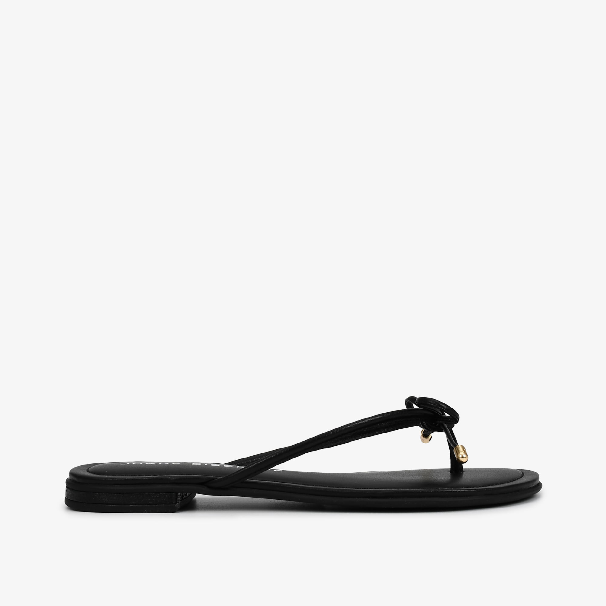Flat Preto Laço Couro