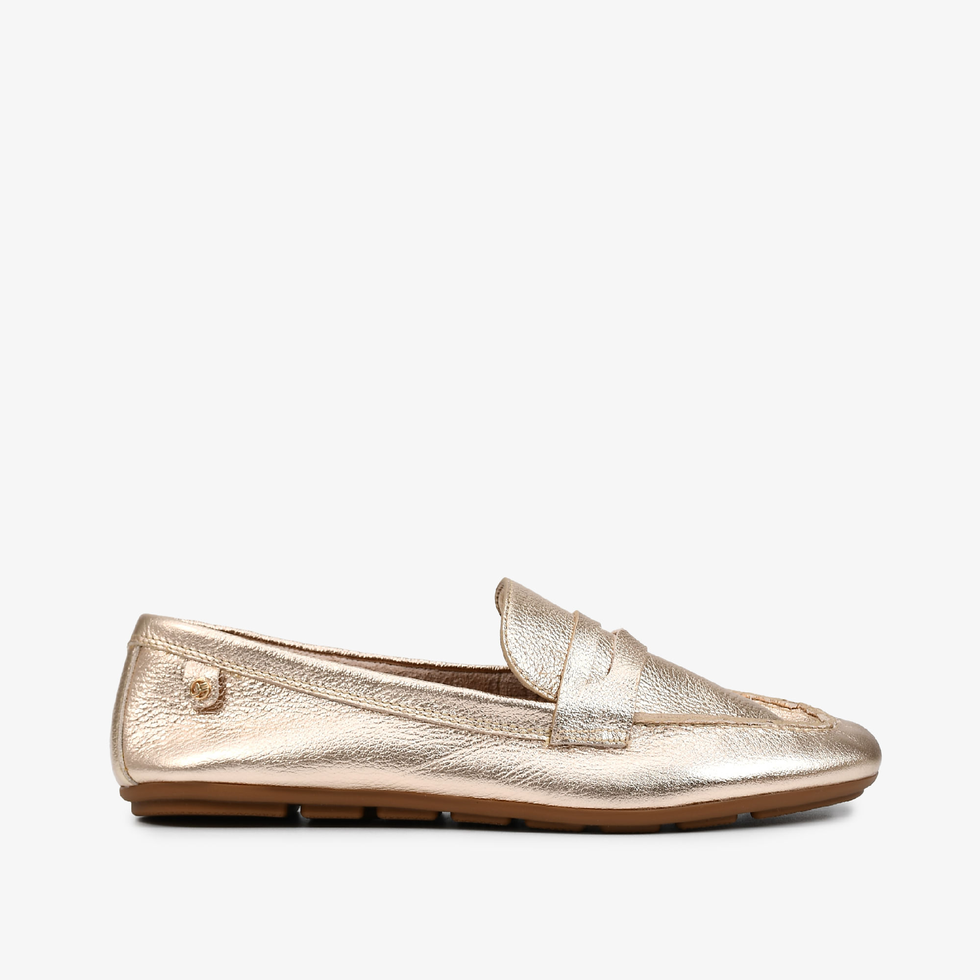 Loafer Metal Ouro Couro