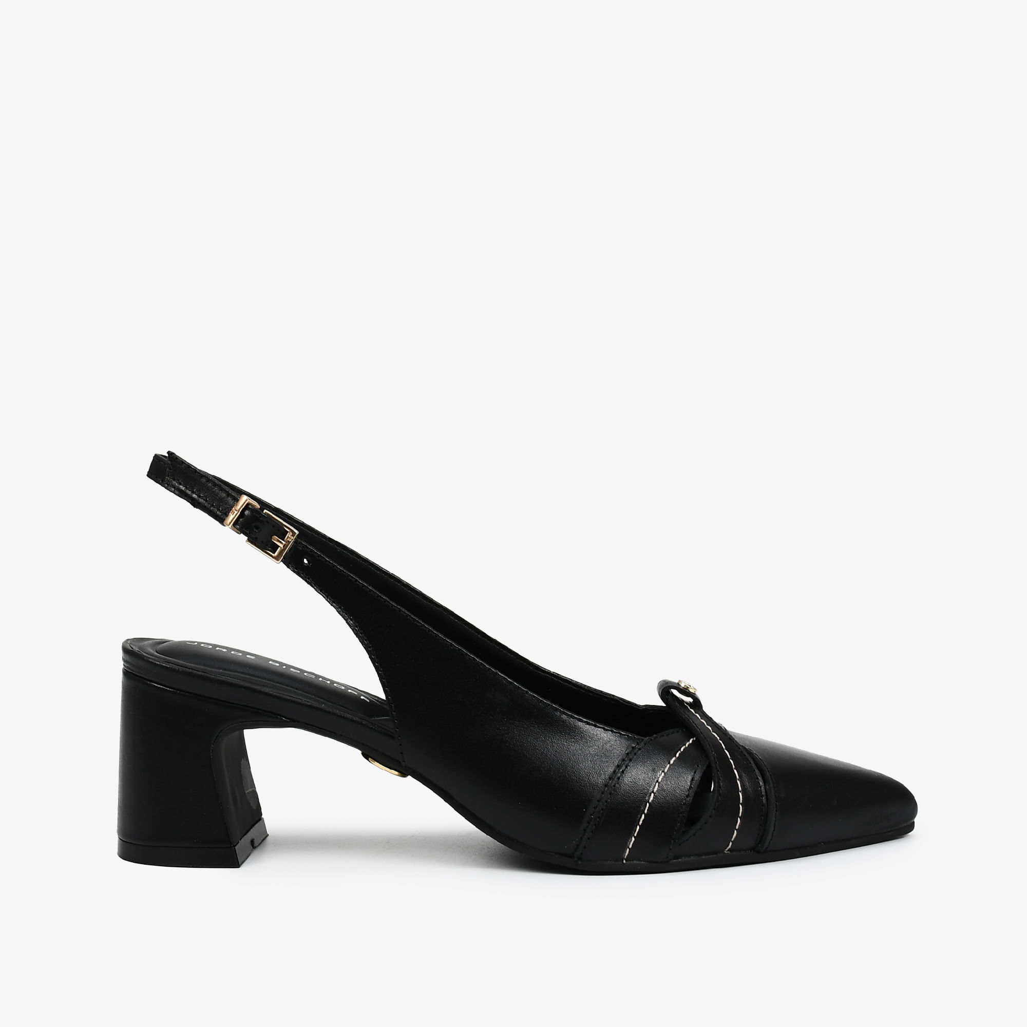 Slingback Preto Couro
