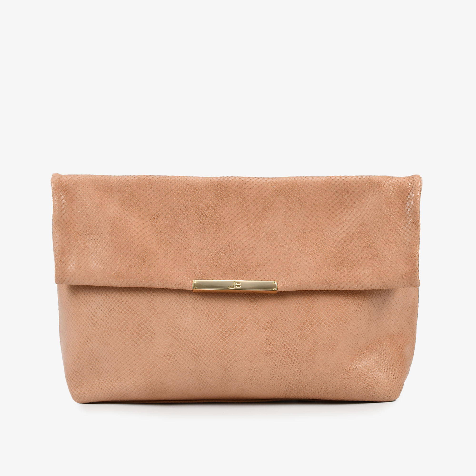 Bolsa Clutch Nude Couro