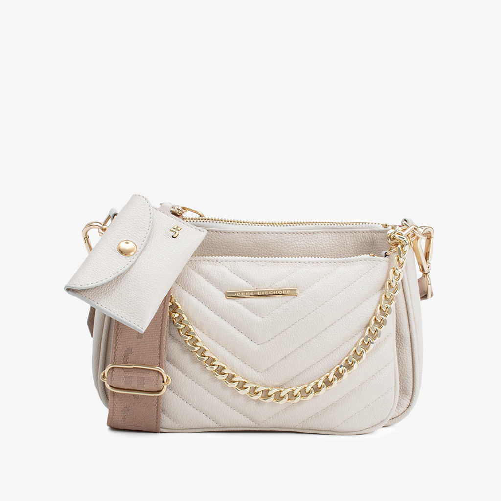 Bolsa Infinita Transversal Off White Brulée Couro