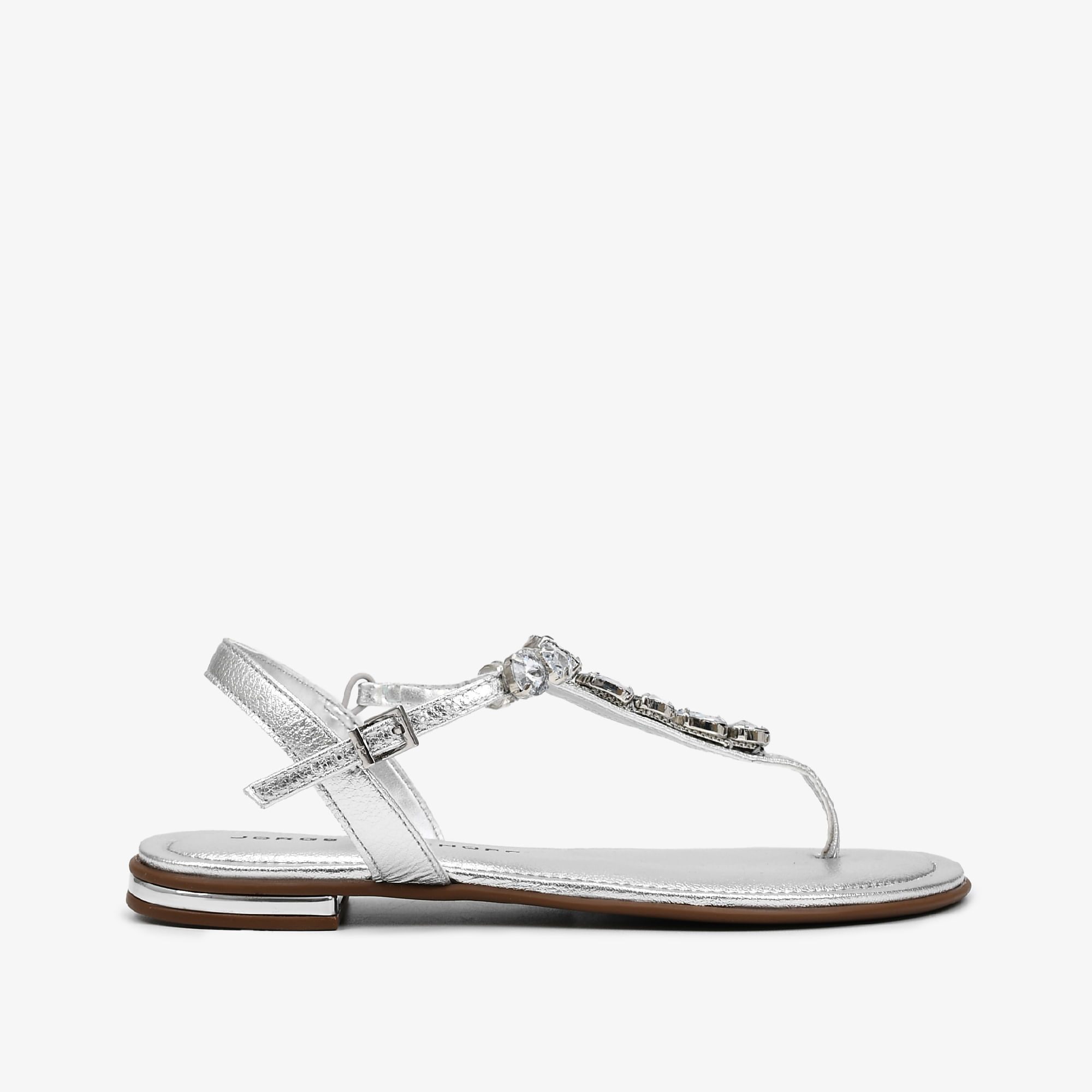 Sandália Off White Brulée Pedraria Couro