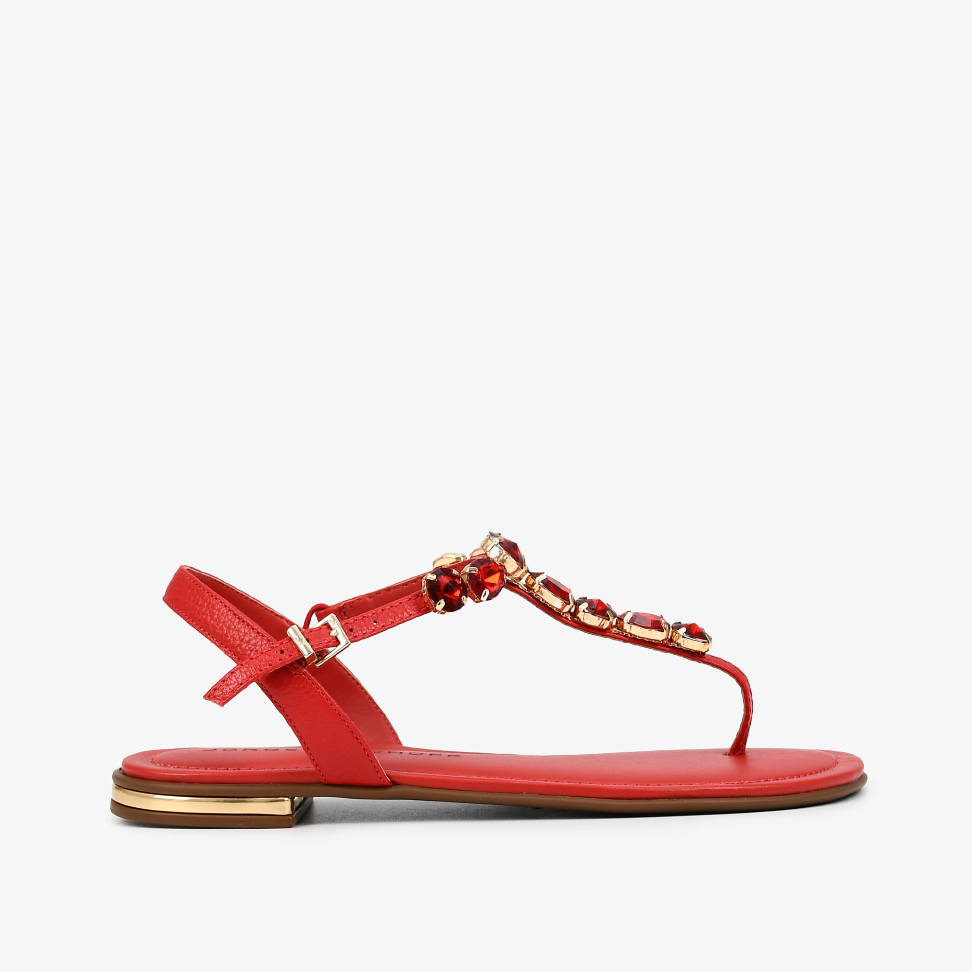 Sandália Rasteira Vermelho Rubi Couro