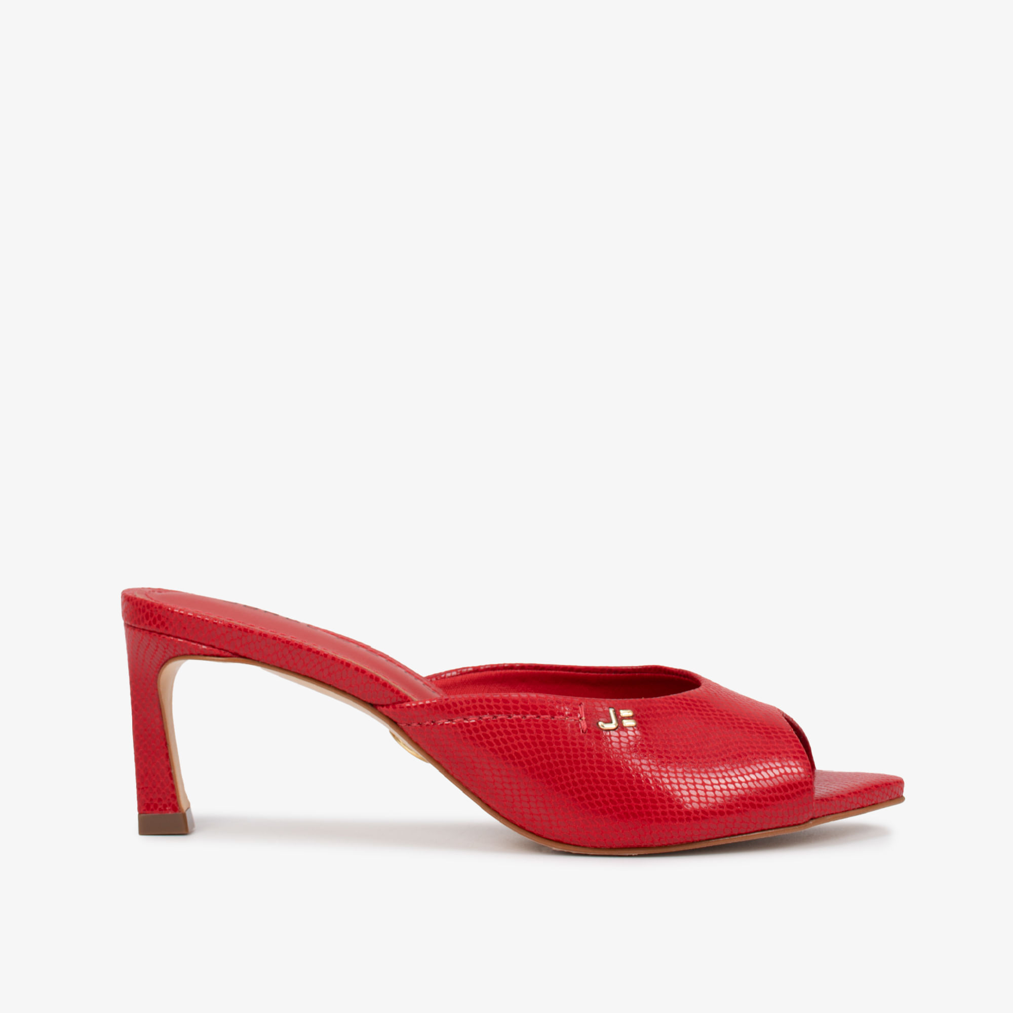 Tamanco Vermelho Rubi Couro Snake
