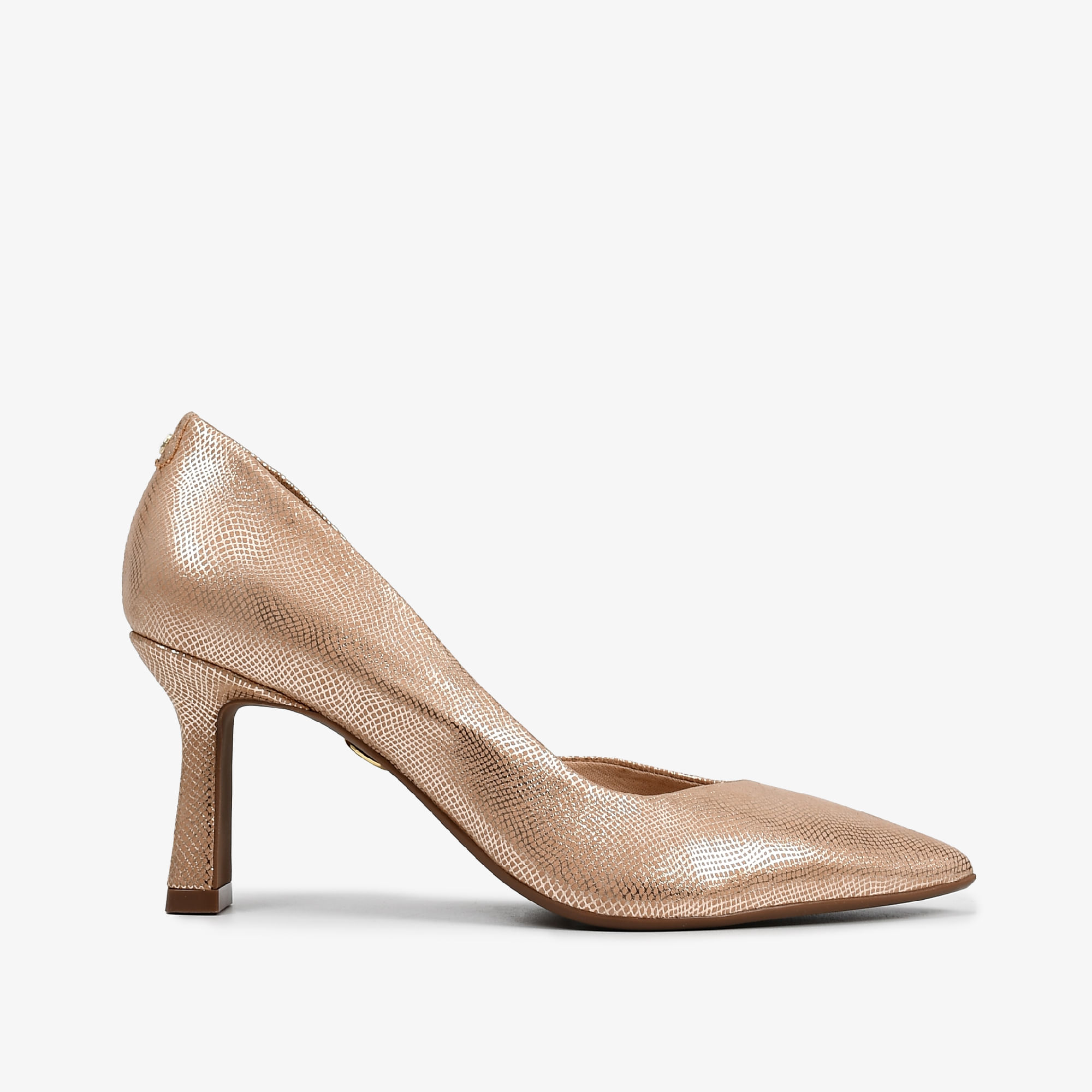 Scarpin Nude Natural Couro Tela