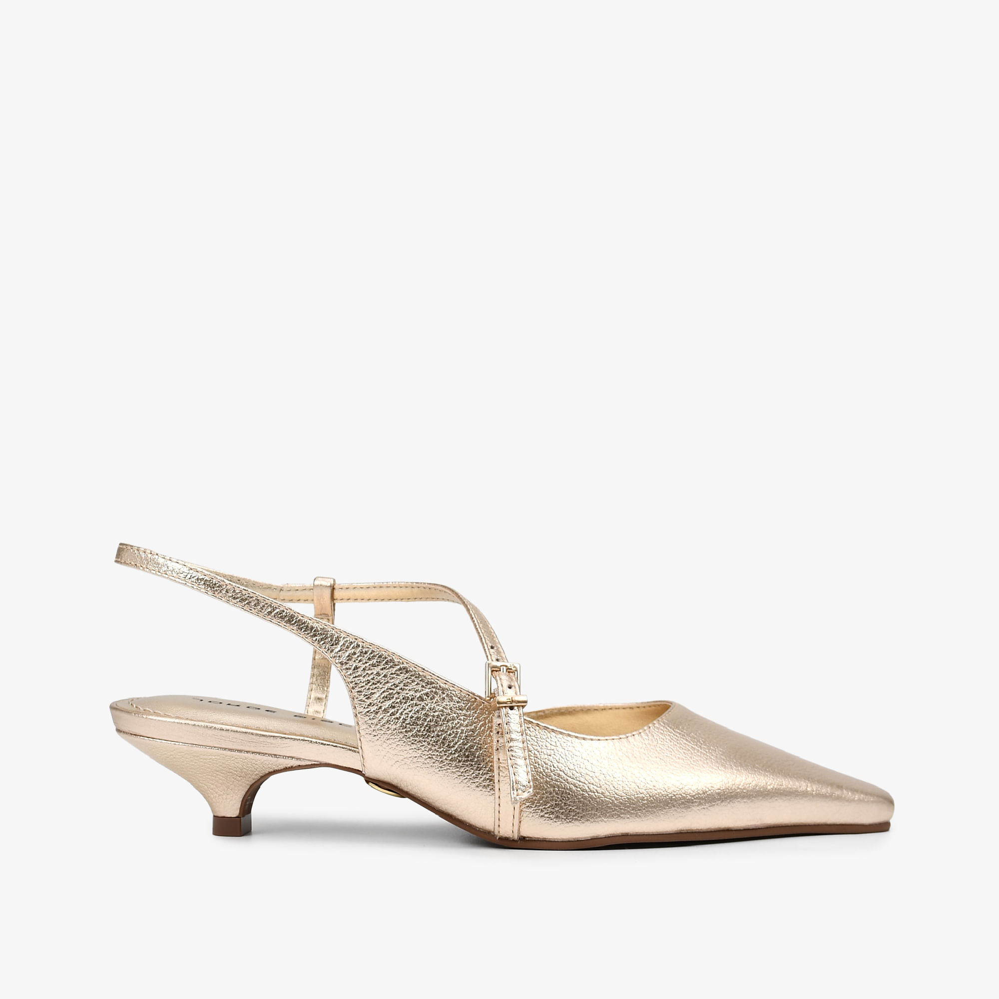 Slingback Dourado Ouro Couro