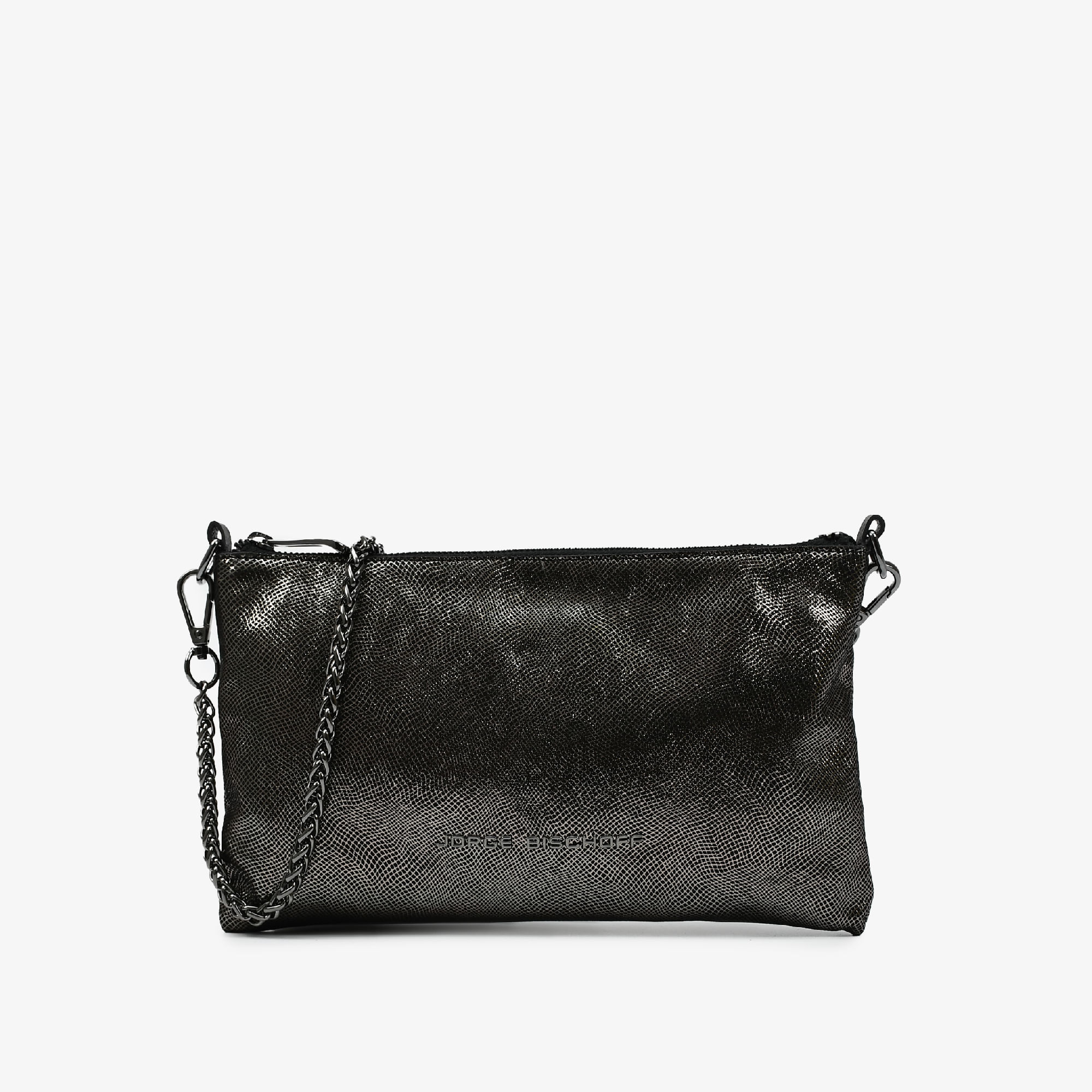 Bolsa Hobo Metal Grafite Couro