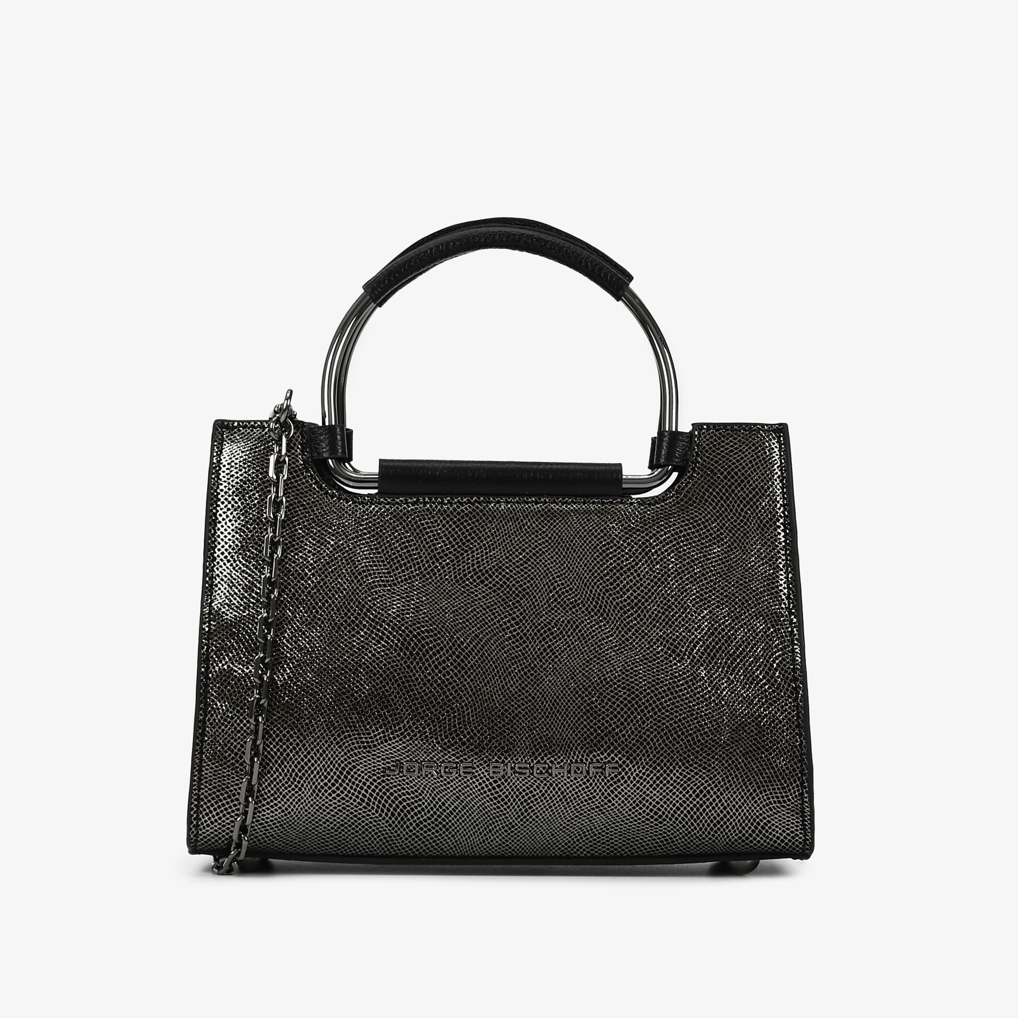 Bolsa Tote Metal Grafite Couro