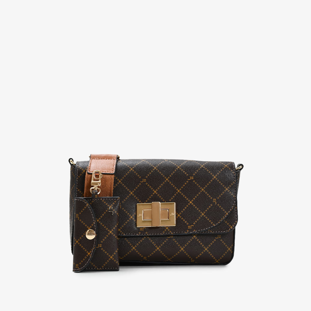 Bolsa Transversal Monograma Jb Marrom Bag Charm
