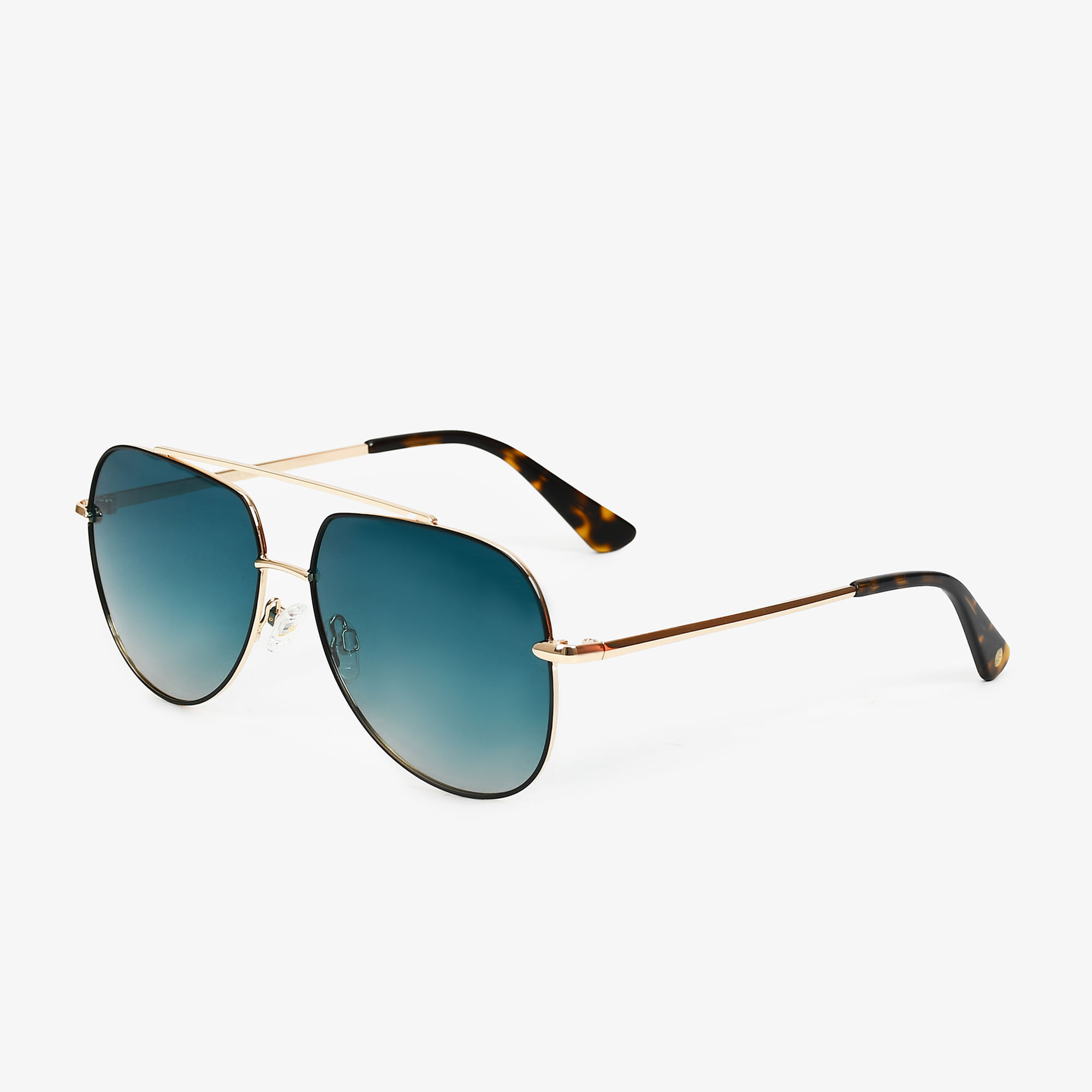 Óculos Serena Solar Aviador Turqueza Degradê Dourado